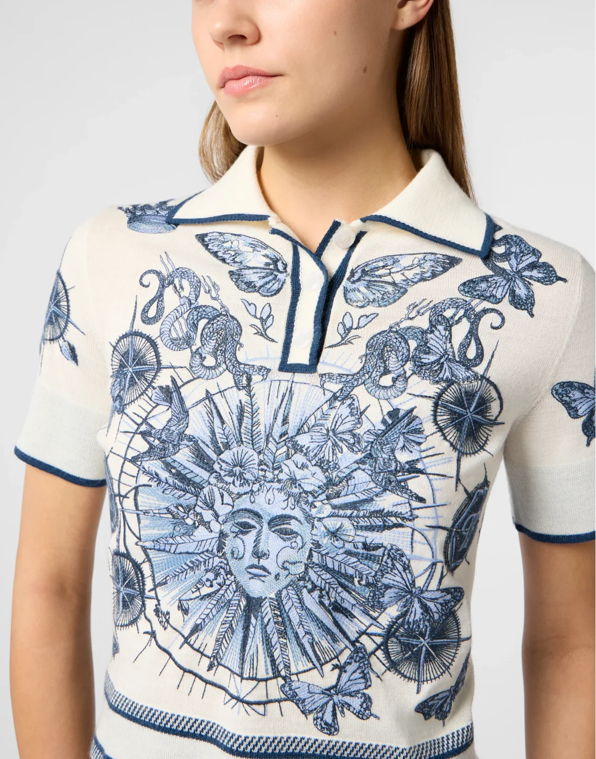 Polo Shirt Butterfly Tattoo, цвет: Голубой