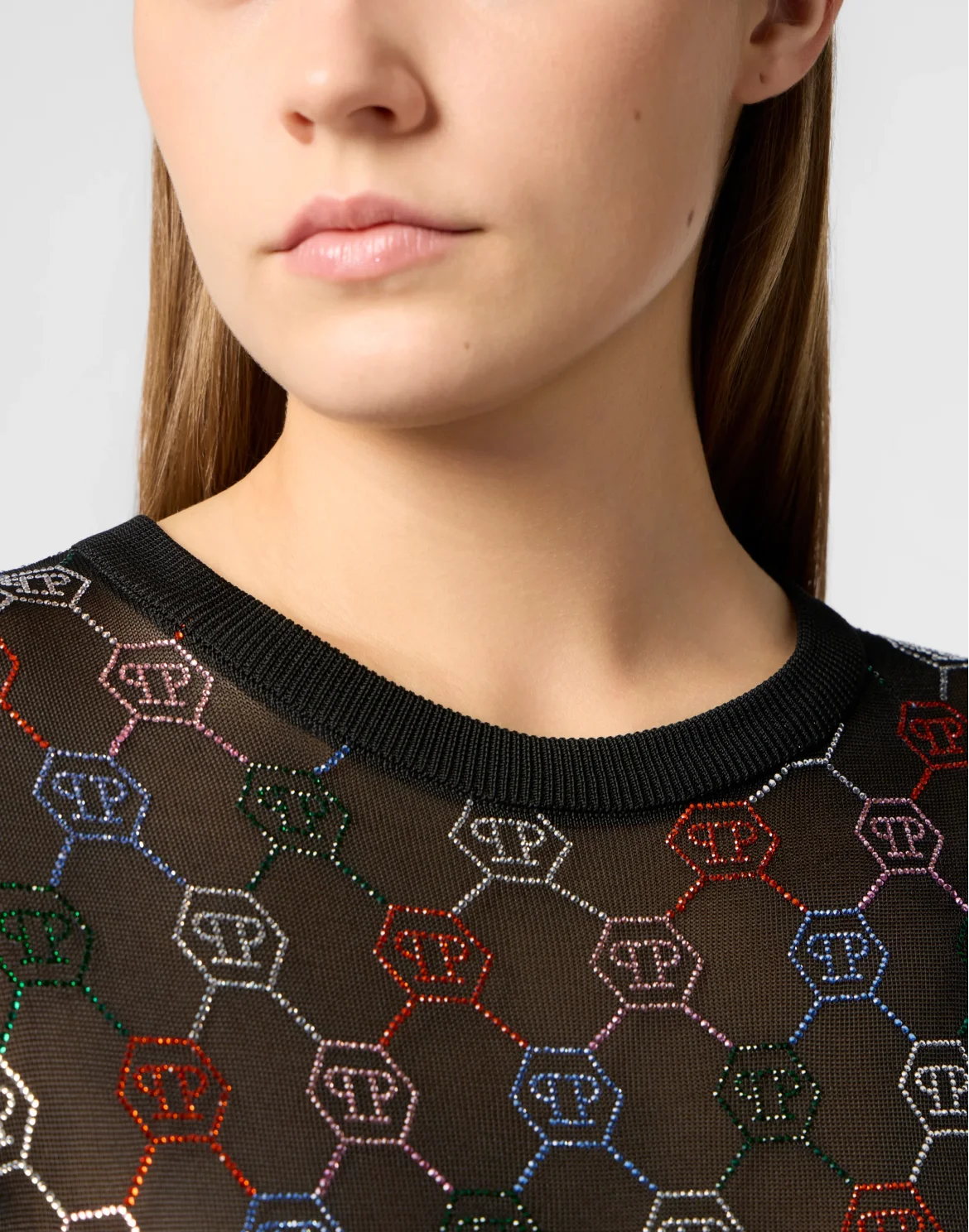 Knitted Sexy Pure Fit T-Shirt Multicolor Monogram, цвет: Черный