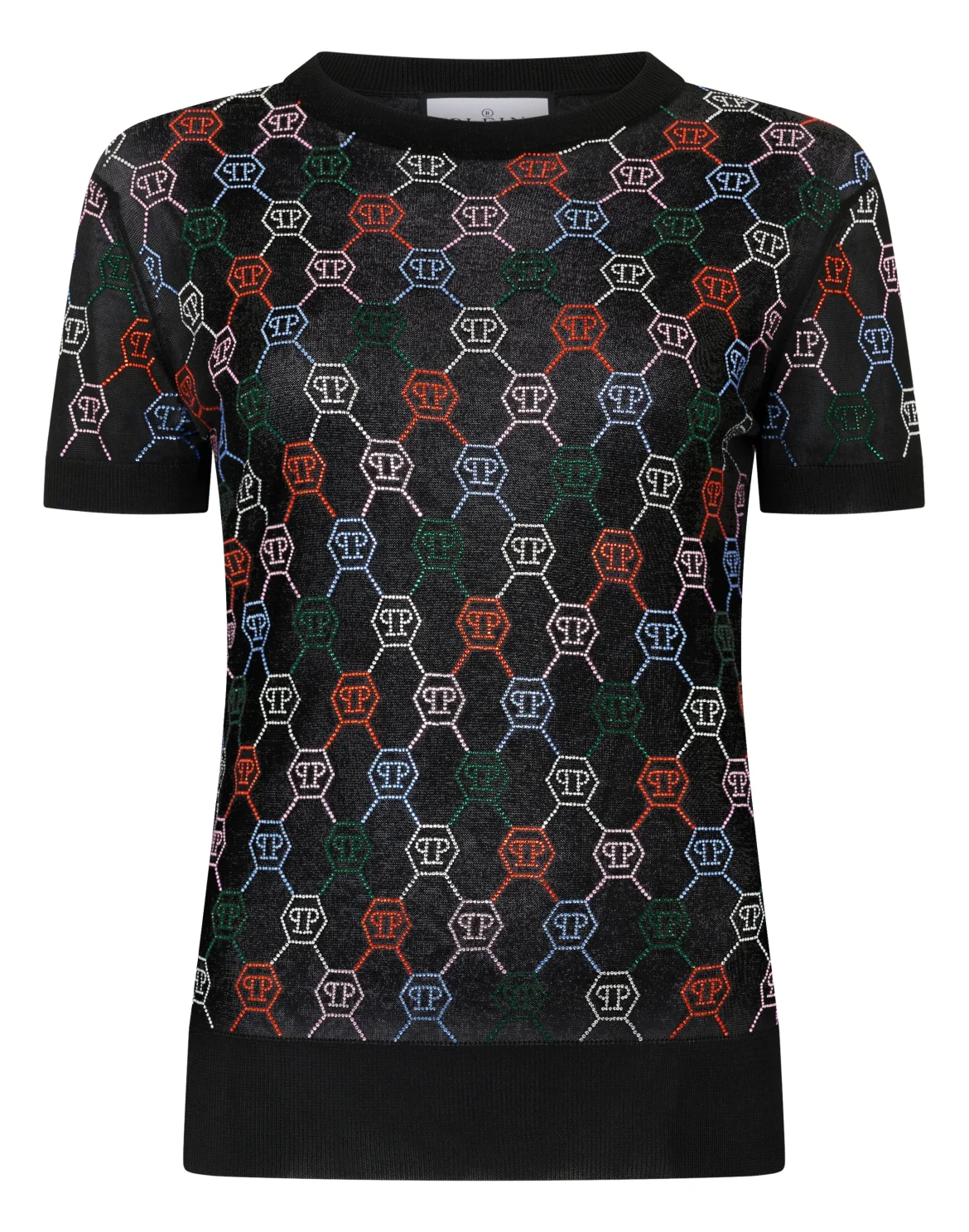 Knitted Sexy Pure Fit T-Shirt Multicolor Monogram, цвет: Черный