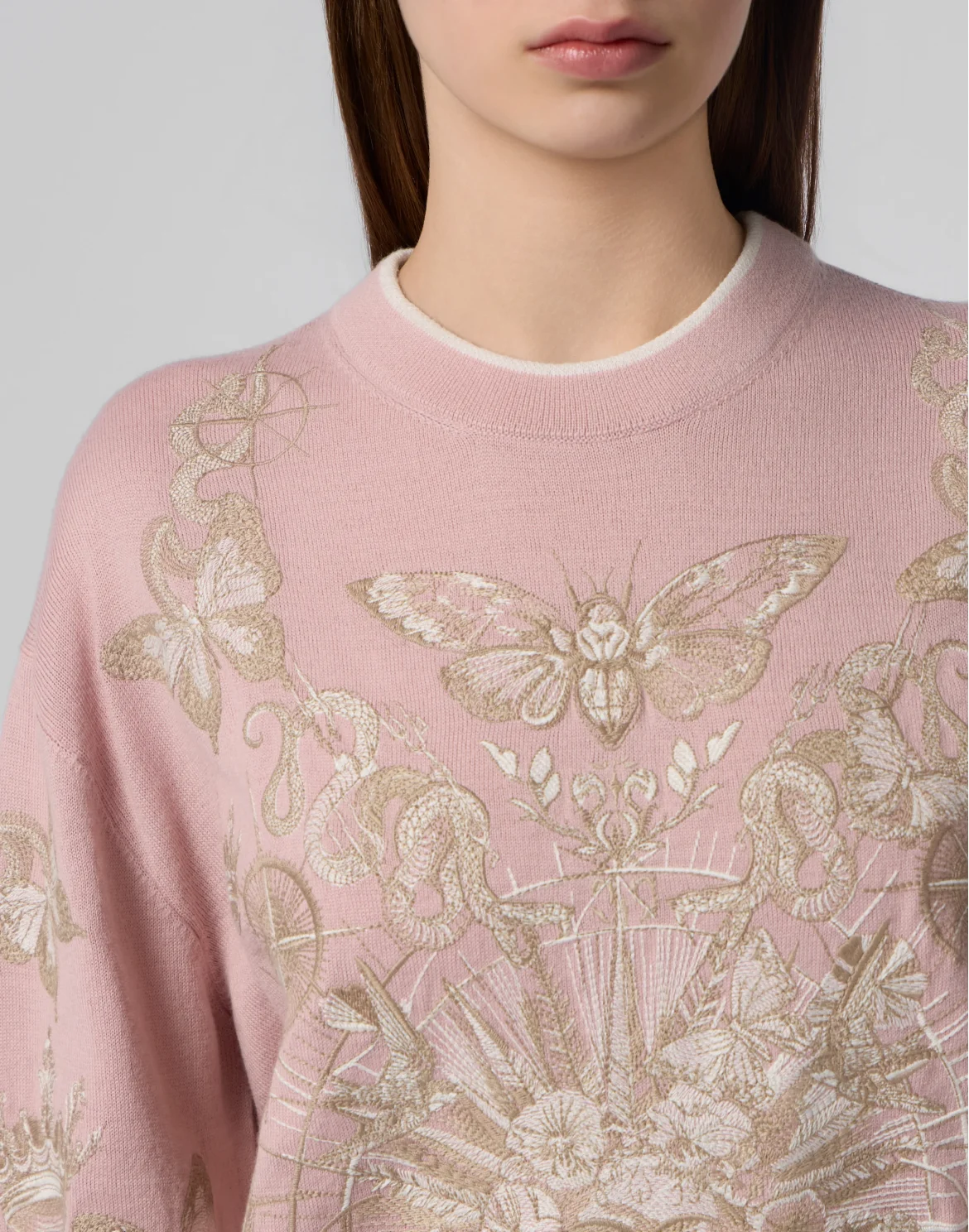 Round Neck Pullover Butterfly Tattoo, цвет: Розовый