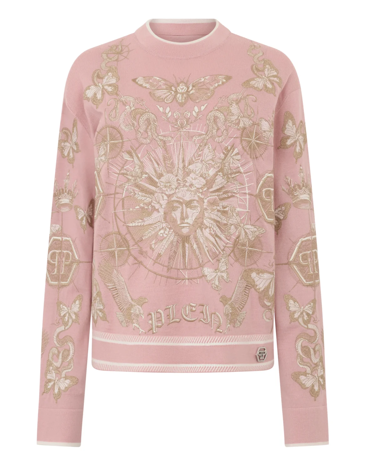 Round Neck Pullover Butterfly Tattoo, цвет: Розовый