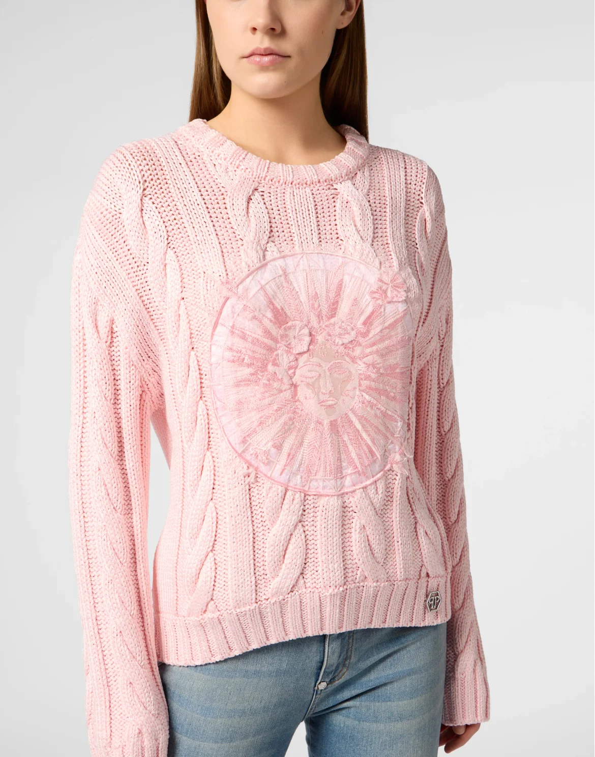 Round Neck Pullover Sun Tattoo, цвет: Розовый
