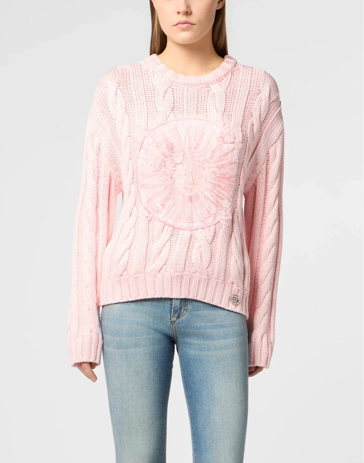 Round Neck Pullover Sun Tattoo, цвет: Розовый