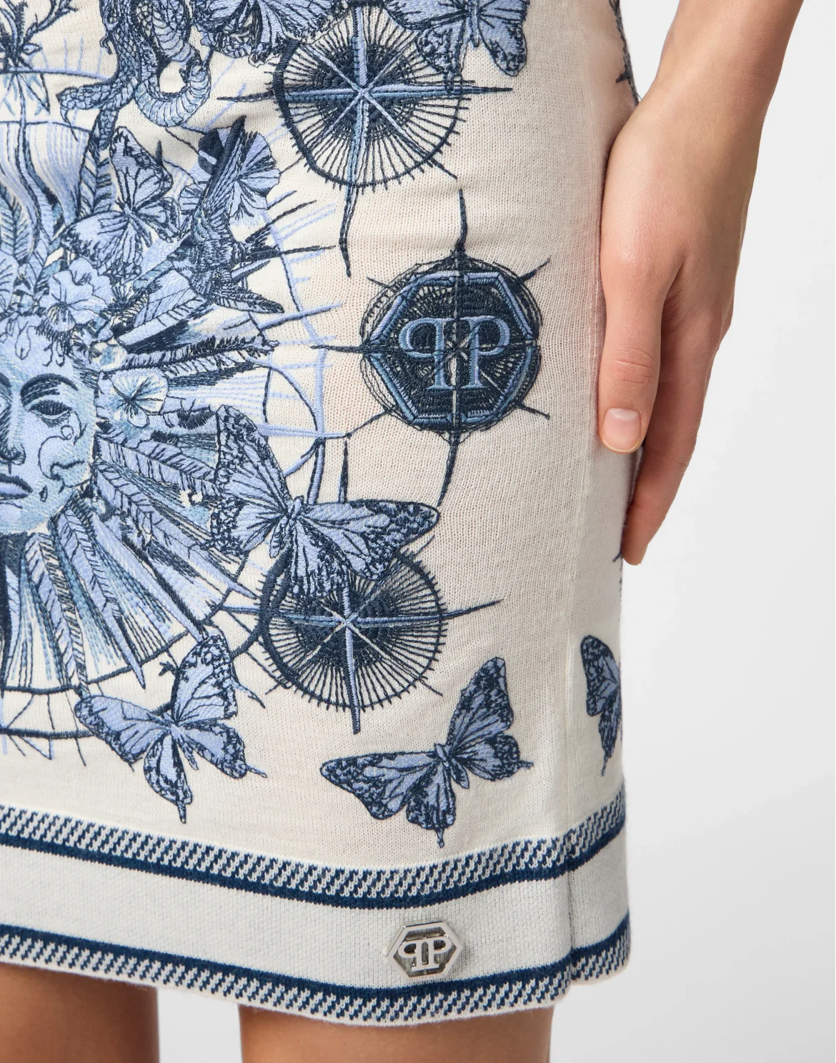 Knitted Mini Skirt Butterfly Tattoo, цвет: Голубой