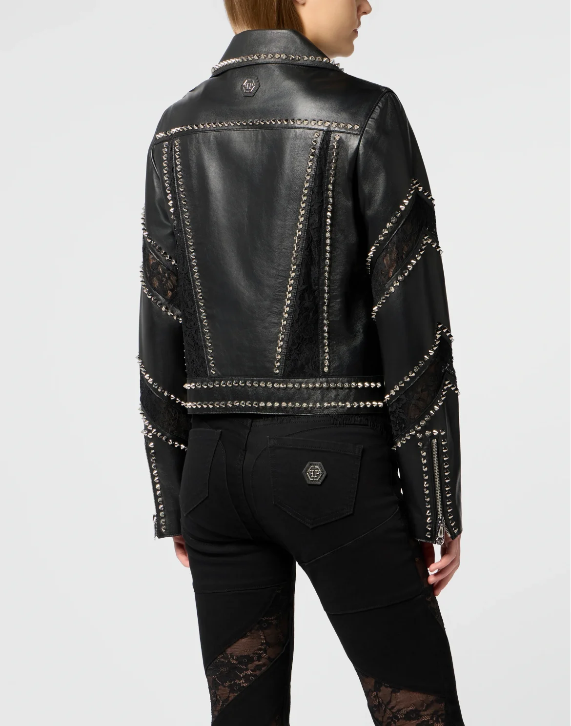 Biker Jacket with Lace Inserts, цвет: Черный