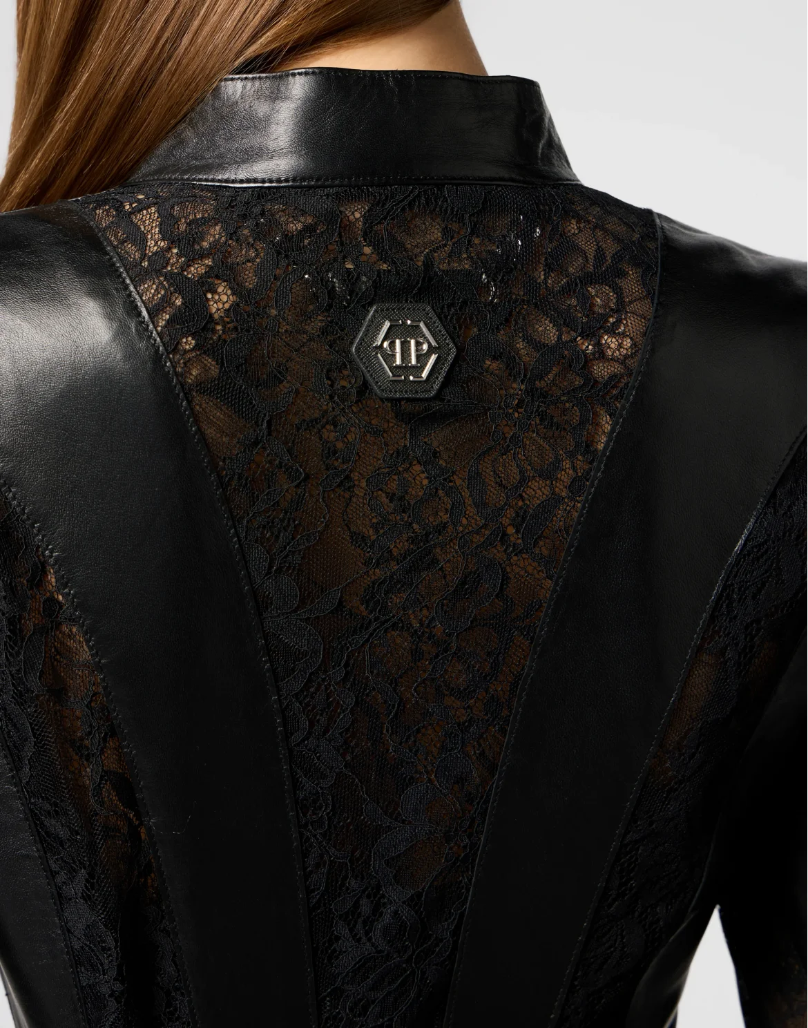 Fitted Biker Jacket with Lace Inserts, цвет: Черный
