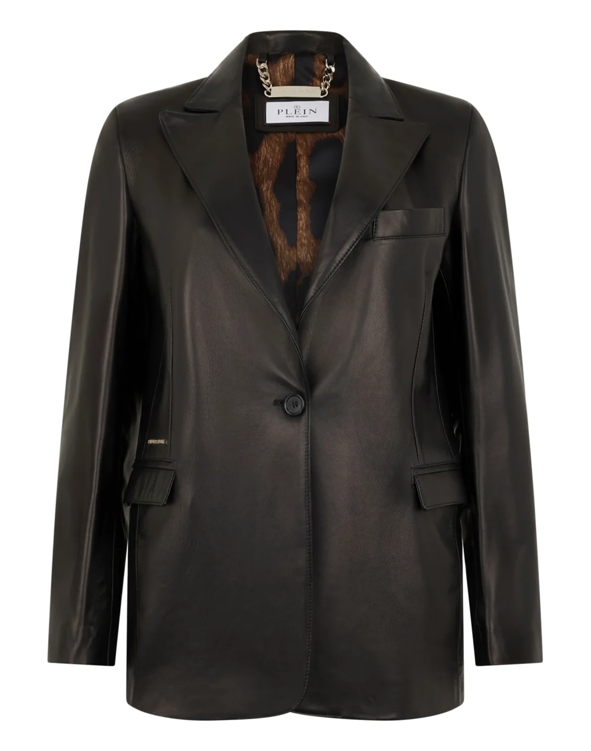 Nappa Leather Boyfriend Fit Blazer, цвет: Черный