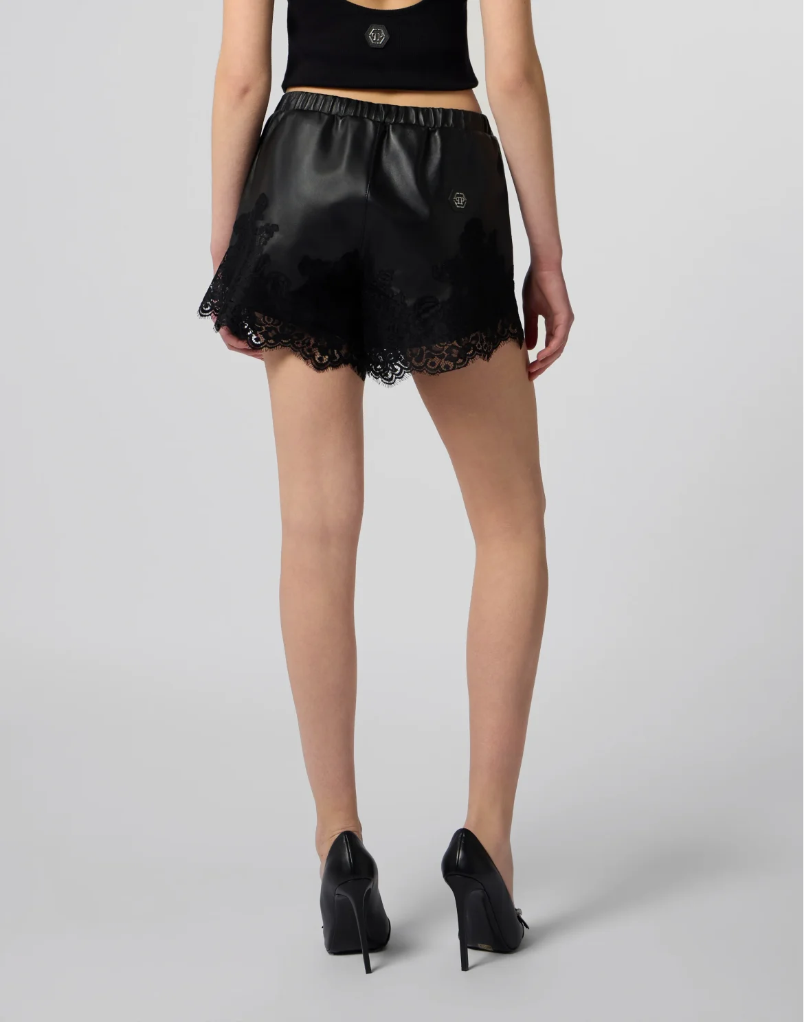 Leather Shorts Lace, цвет: Черный