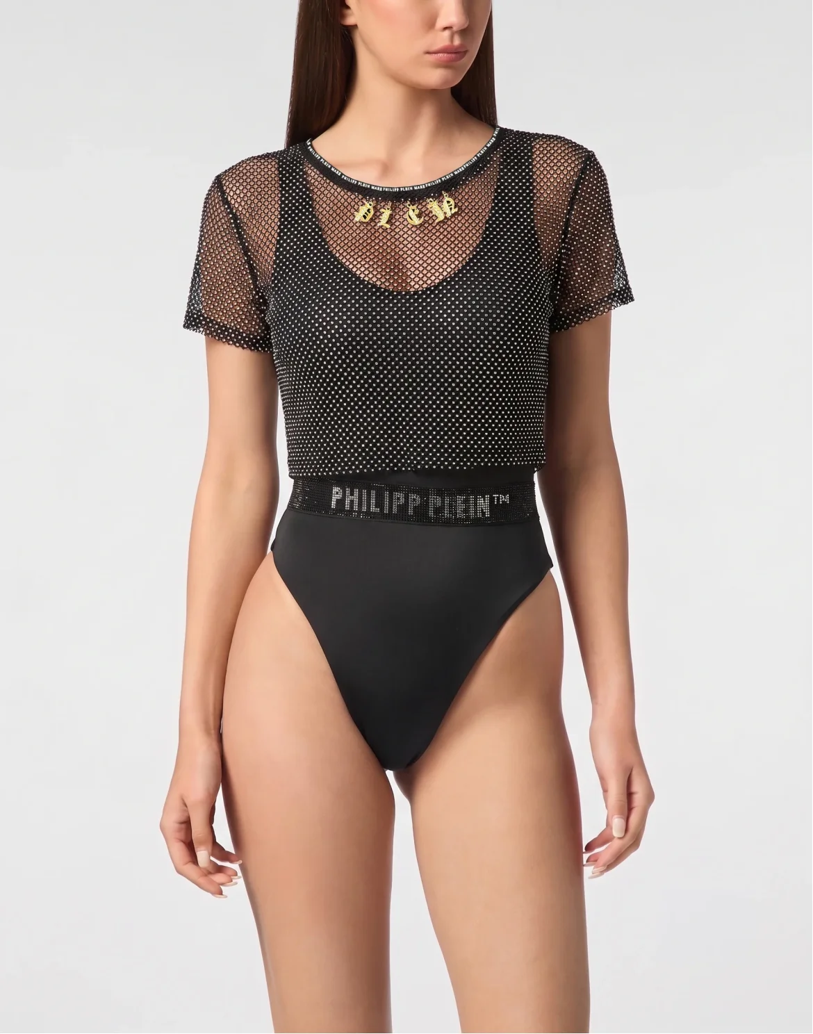 Mesh Crop Top Charms Crystal, цвет: Прозрачный