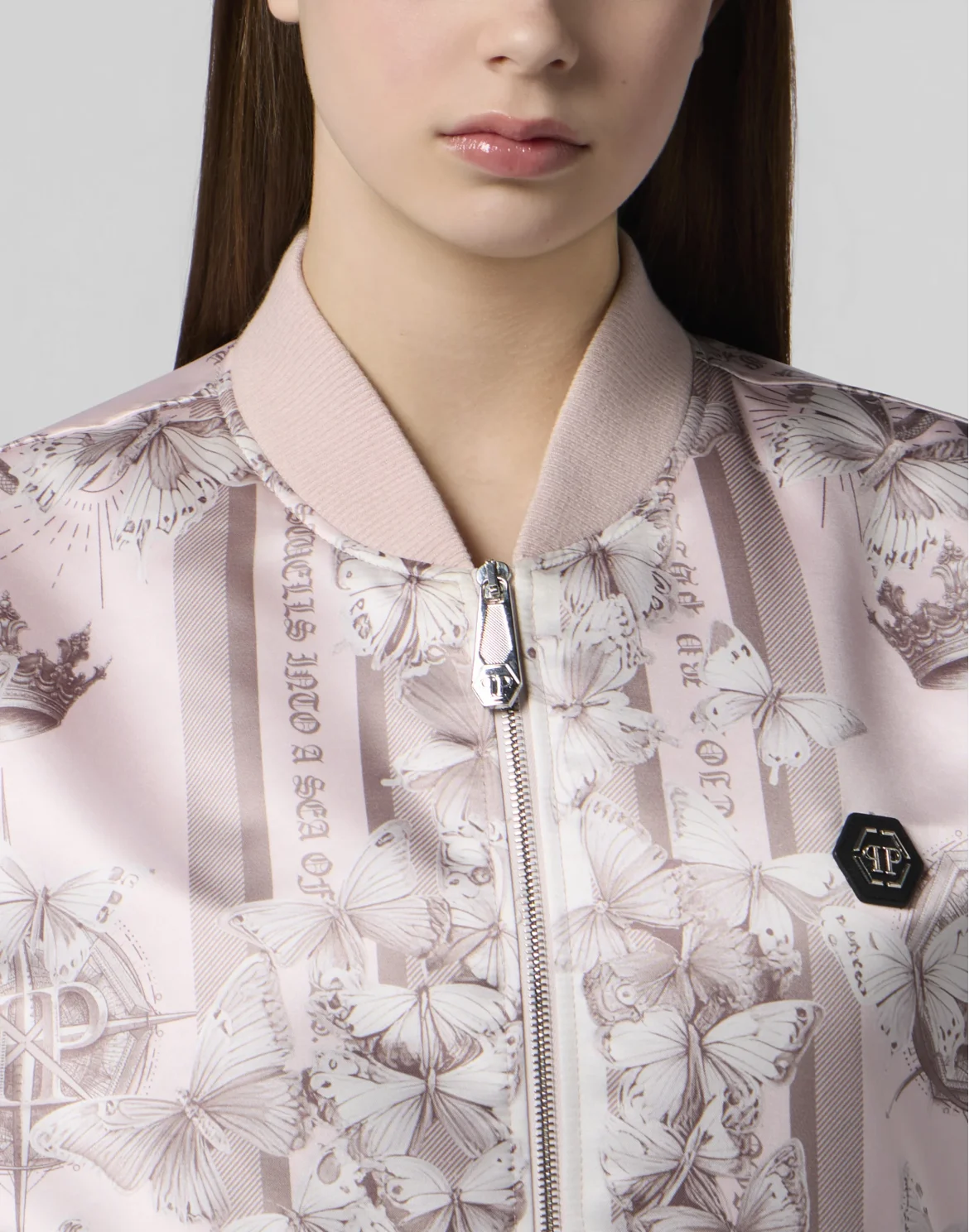 Oversized Satin Bomber Butterfly Tattoo, цвет: Розовый