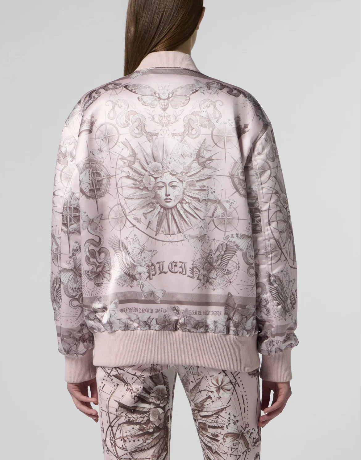Oversized Satin Bomber Butterfly Tattoo, цвет: Розовый