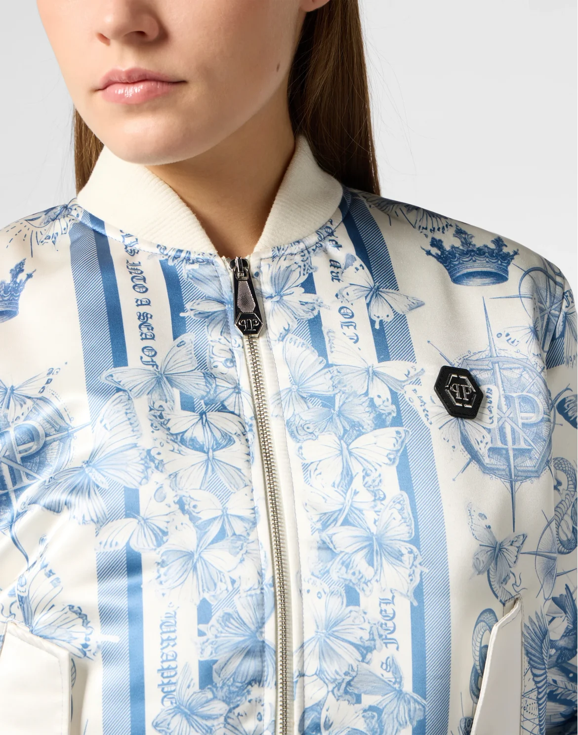 Satin Bomber Butterfly Tattoo, цвет: Голубой