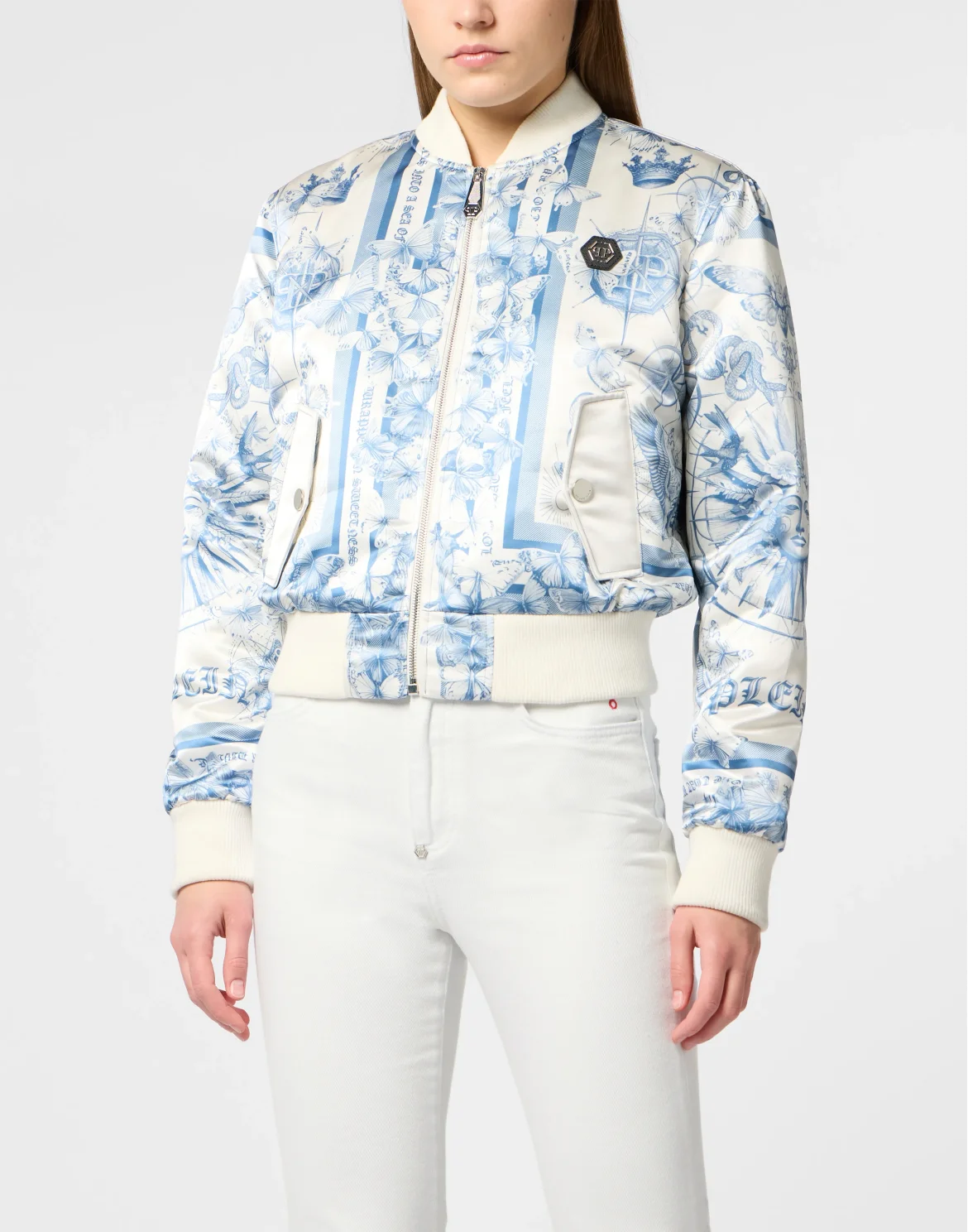 Satin Bomber Butterfly Tattoo, цвет: Голубой