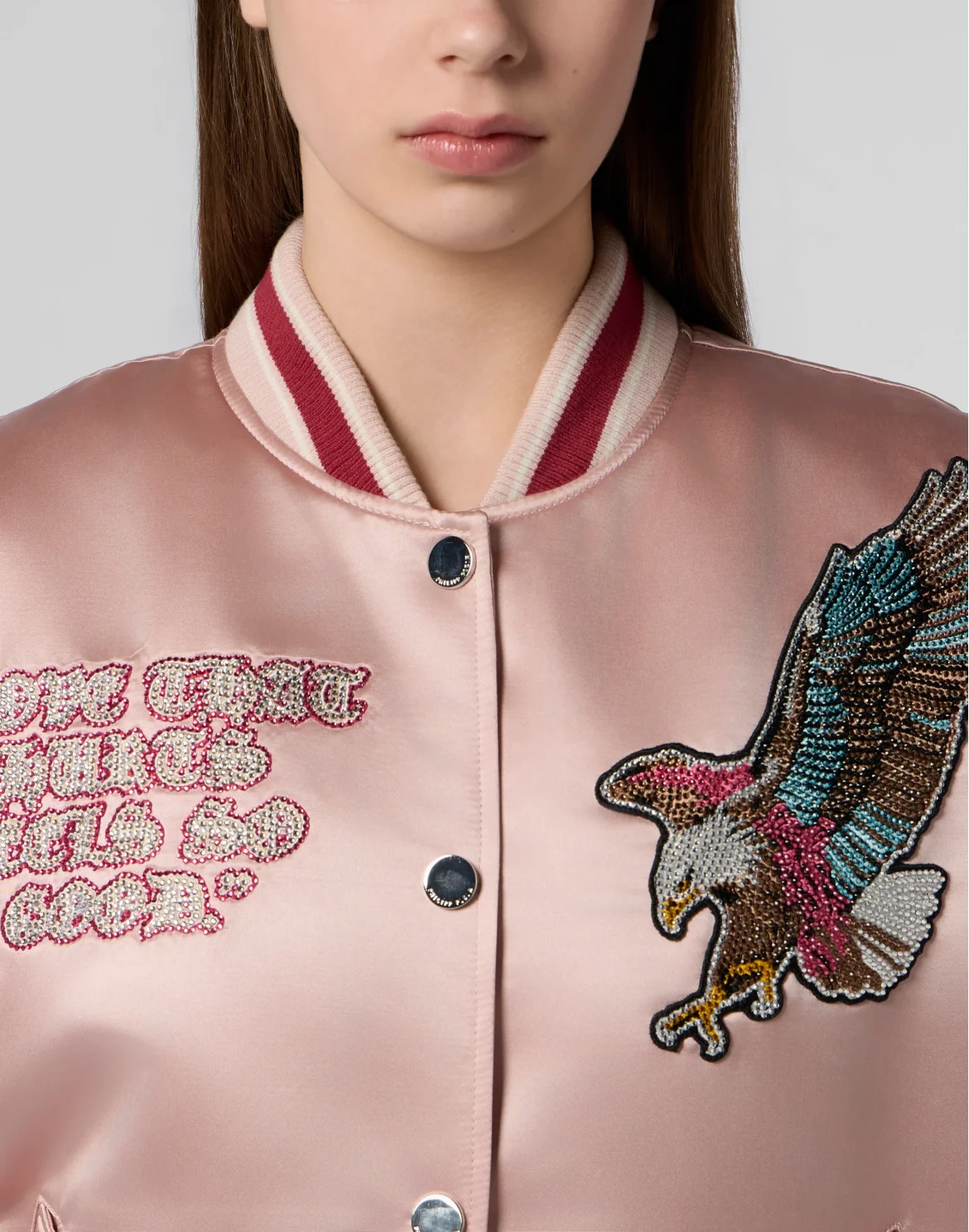 Oversized Bomber Patches Strass, цвет: Розовый