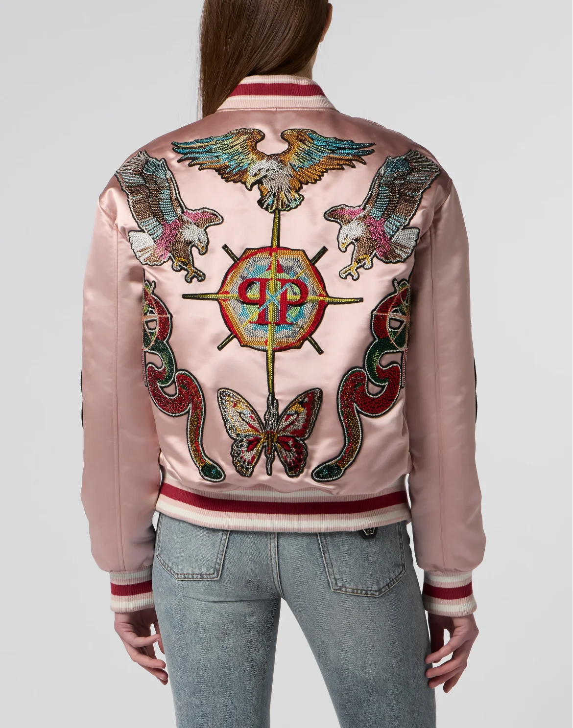 Oversized Bomber Patches Strass, цвет: Розовый