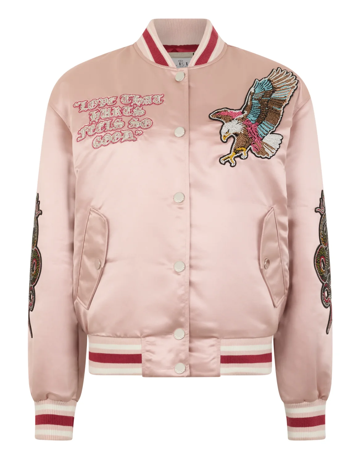 Oversized Bomber Patches Strass, цвет: Розовый