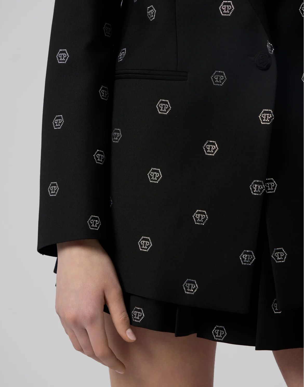 Boyfriend's Fit Blazer Monogram Strass Monogram, цвет: Черный