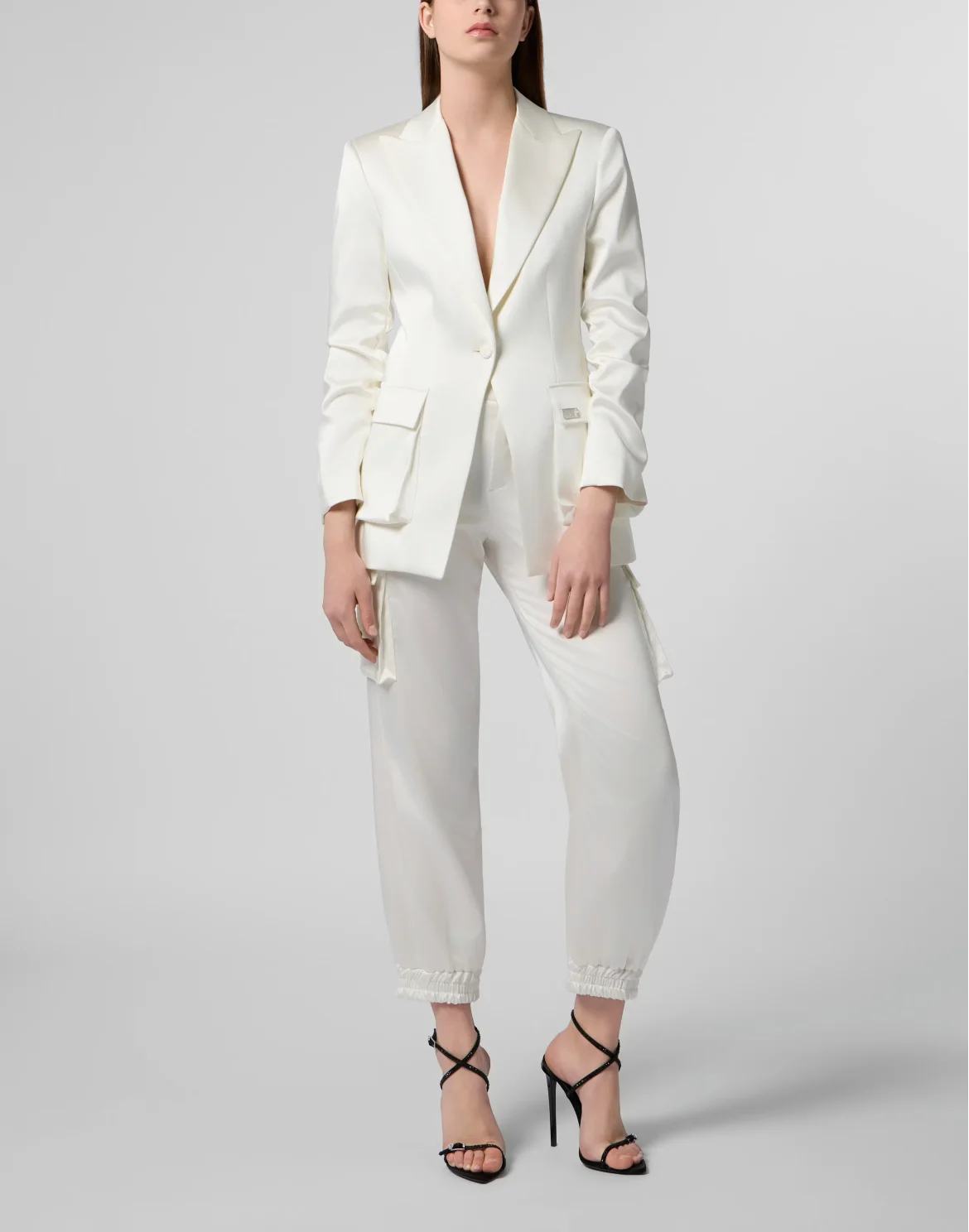 Satin Cargo Fit Blazer, цвет: Бежевый