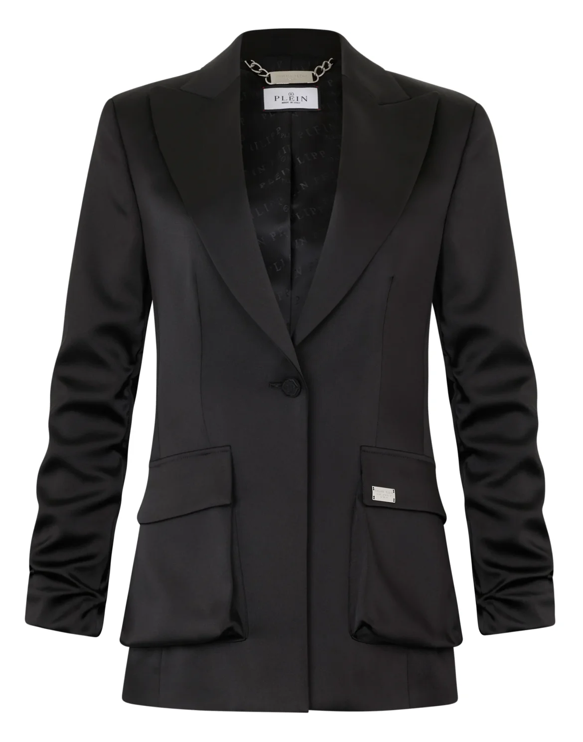 Satin Cargo Fit Blazer, цвет: Черный