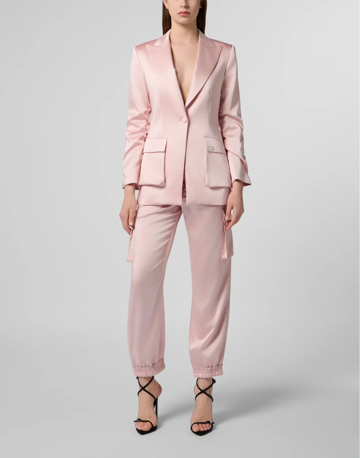 Satin Cargo Fit Blazer, цвет: Розовый