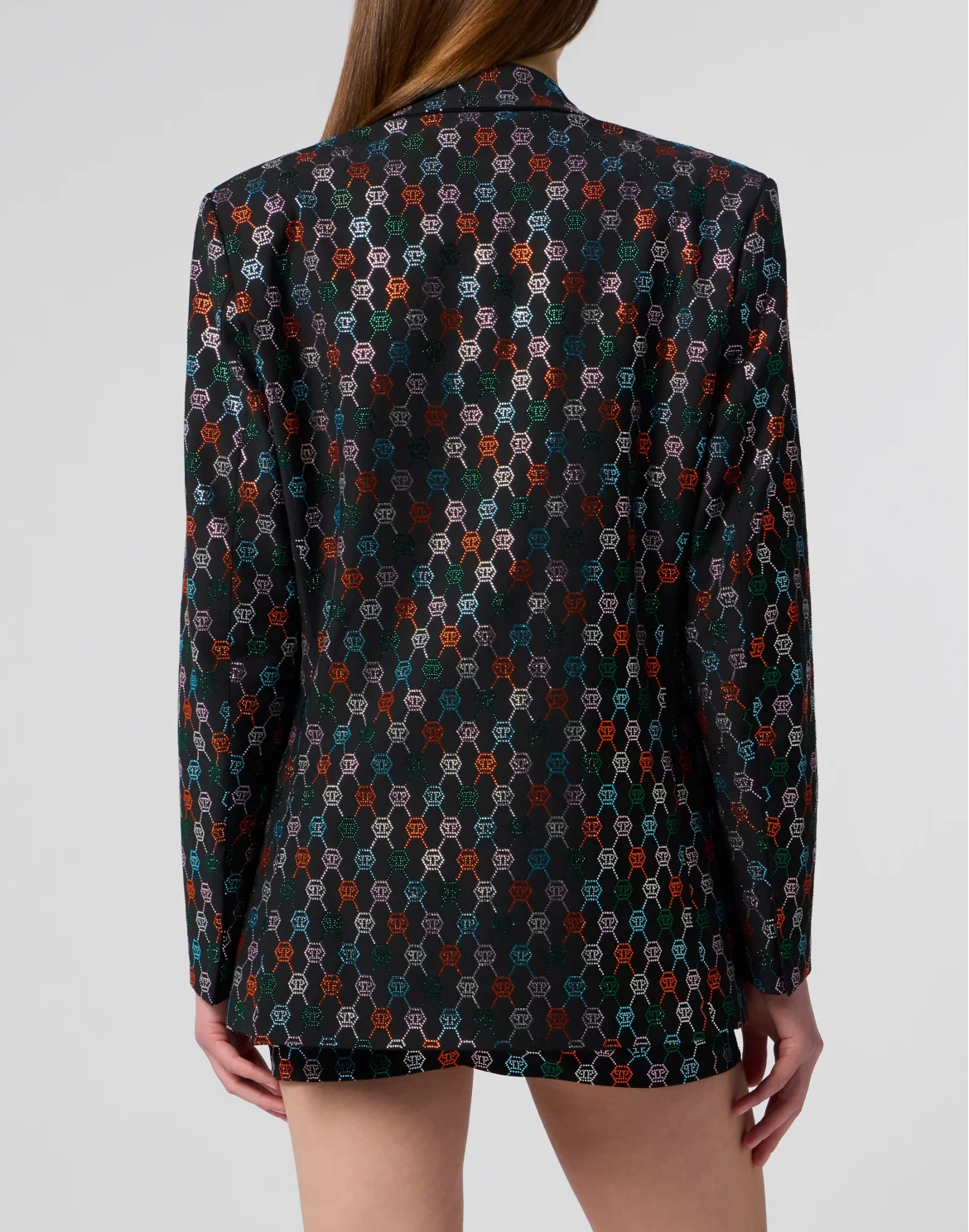 Double Breasted Marine Fit Blazer Monogram Strass, цвет: Черный