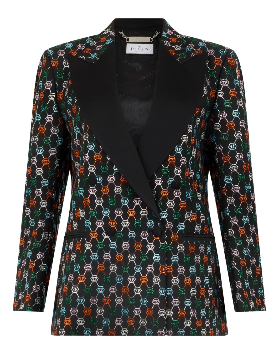 Double Breasted Marine Fit Blazer Monogram Strass, цвет: Черный