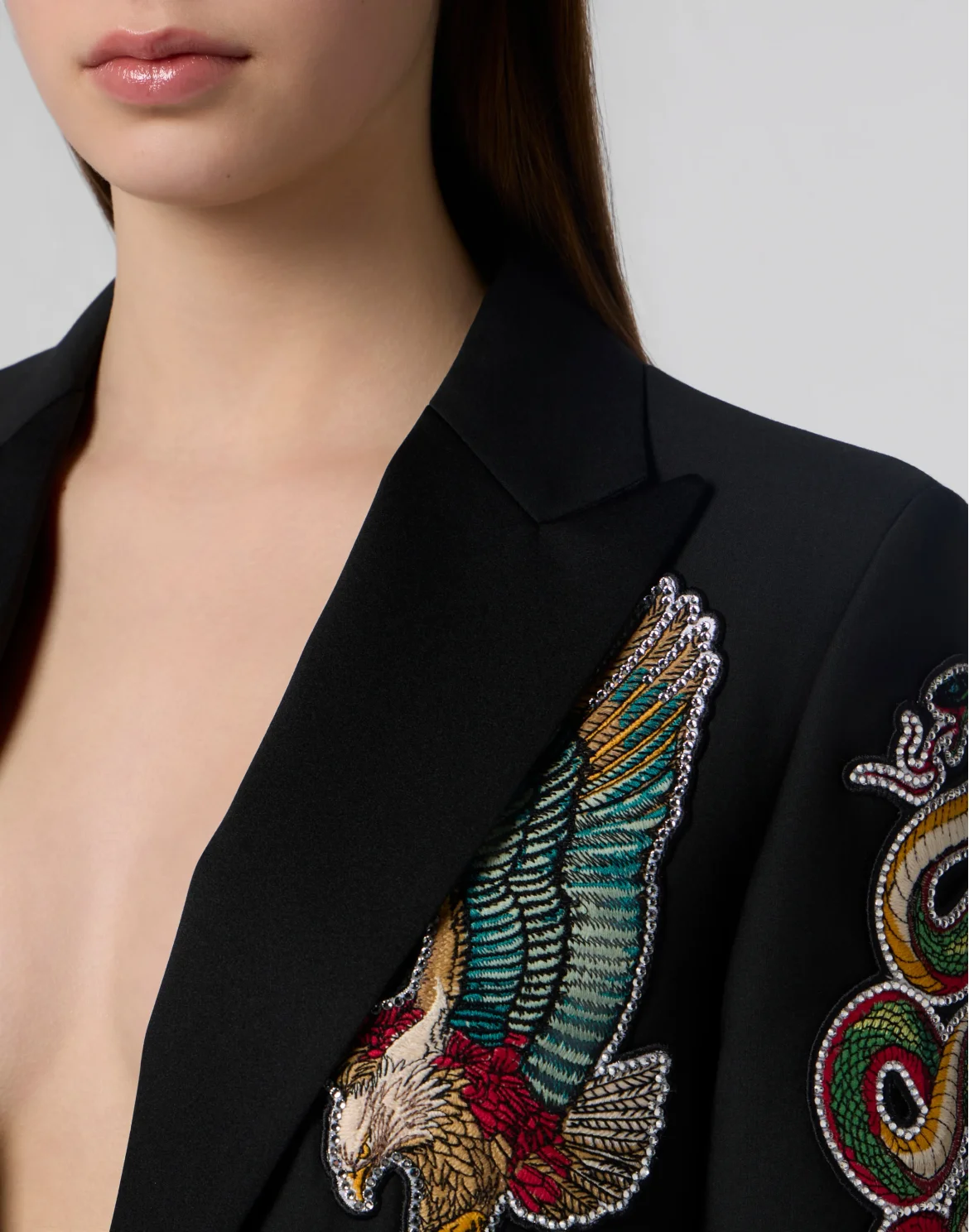 Boyfriend's Fit Blazer Tattoo Patches, цвет: Черный
