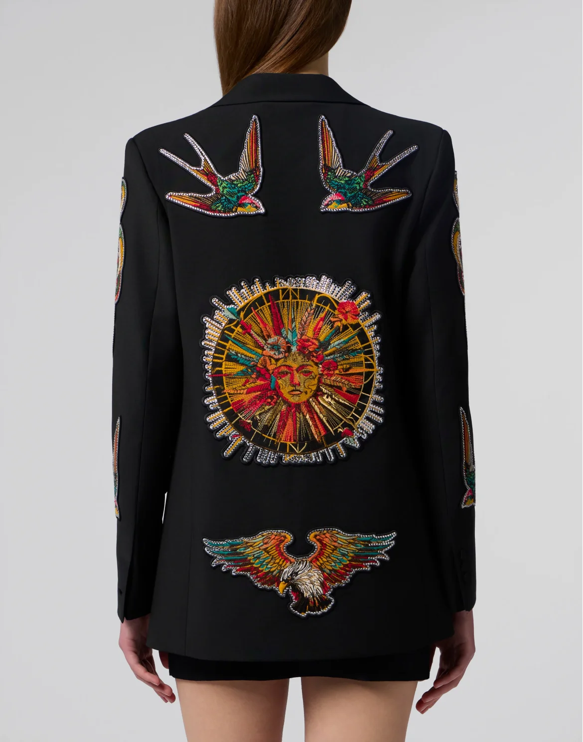 Boyfriend's Fit Blazer Tattoo Patches, цвет: Черный