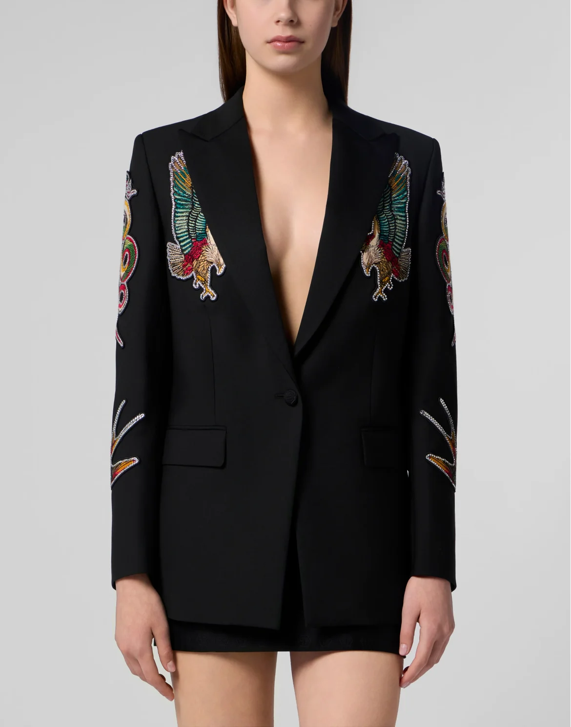 Boyfriend's Fit Blazer Tattoo Patches, цвет: Черный