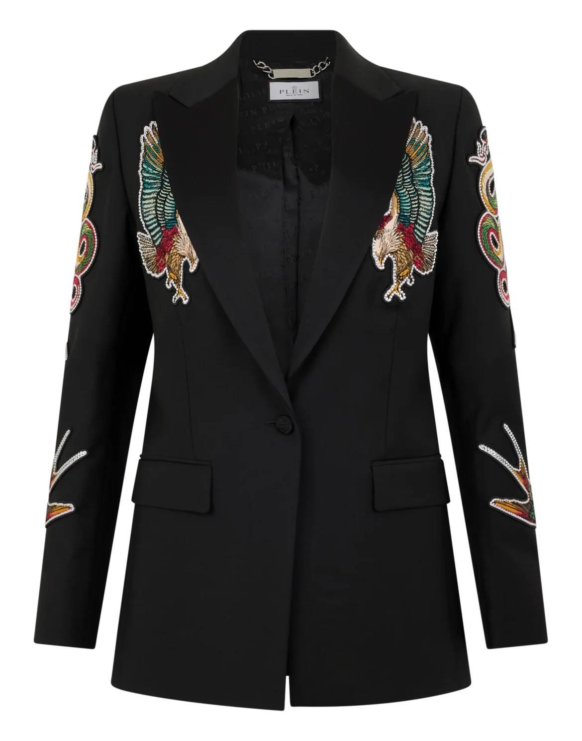Boyfriend's Fit Blazer Tattoo Patches, цвет: Черный