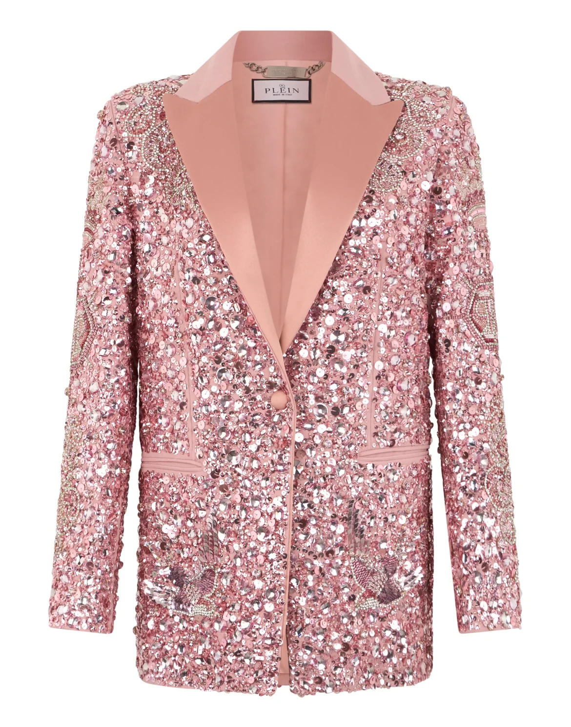 Boyfriend's Fit Blazer Butterfly Tattoo Paillettes, цвет: Розовый