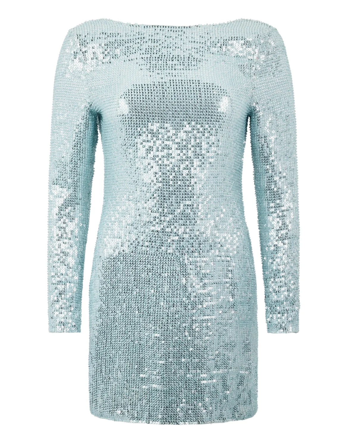 Open Back Mini Dress Paillettes Signature, цвет: Голубой