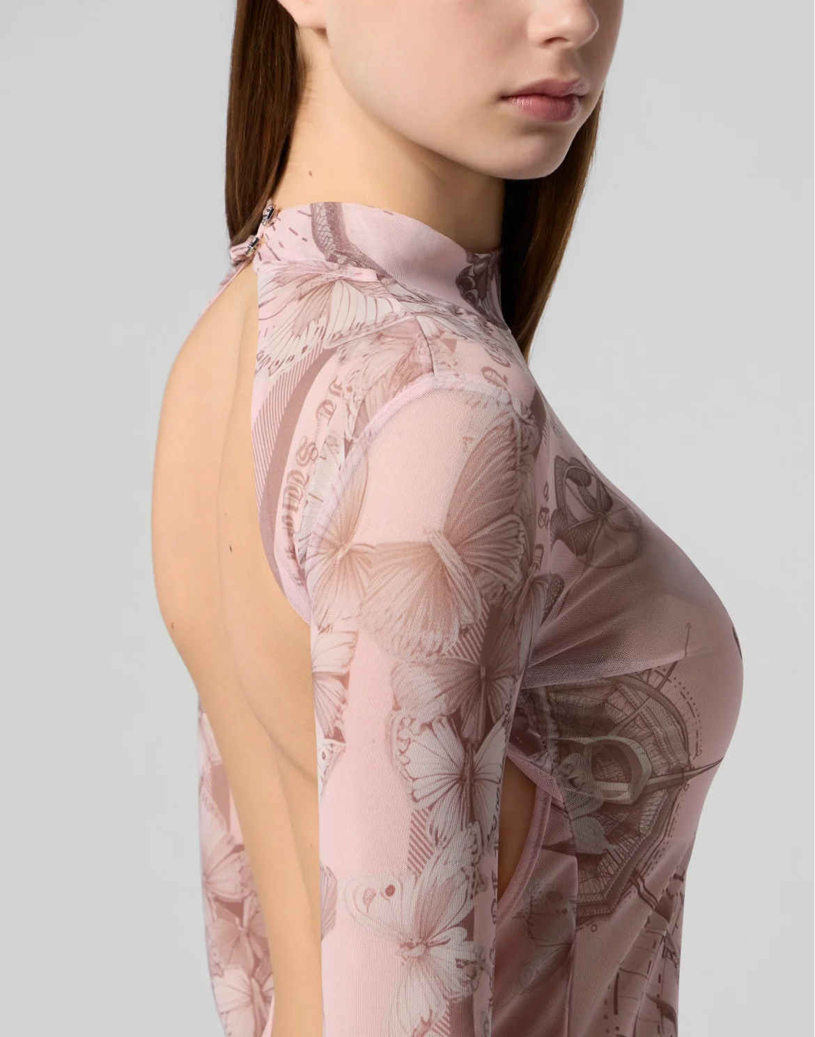 Tulle Maxi Dress Open Back Butterfly Tattoo, цвет: Розовый