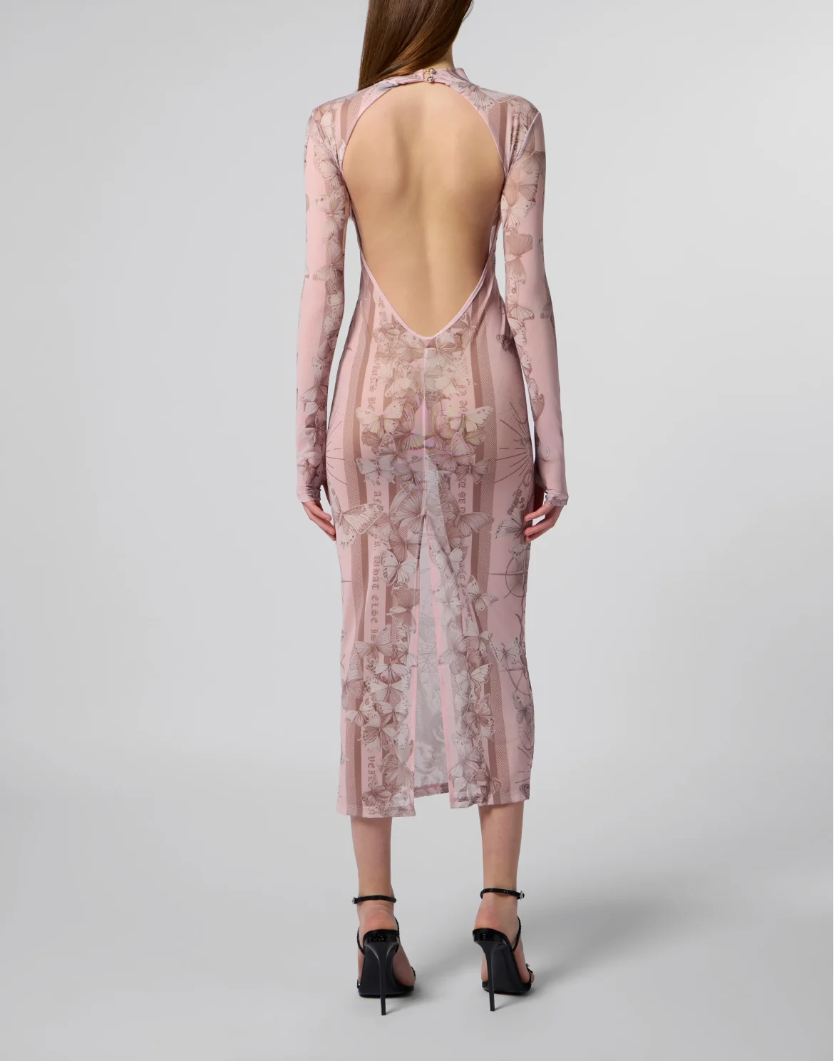 Tulle Maxi Dress Open Back Butterfly Tattoo, цвет: Розовый