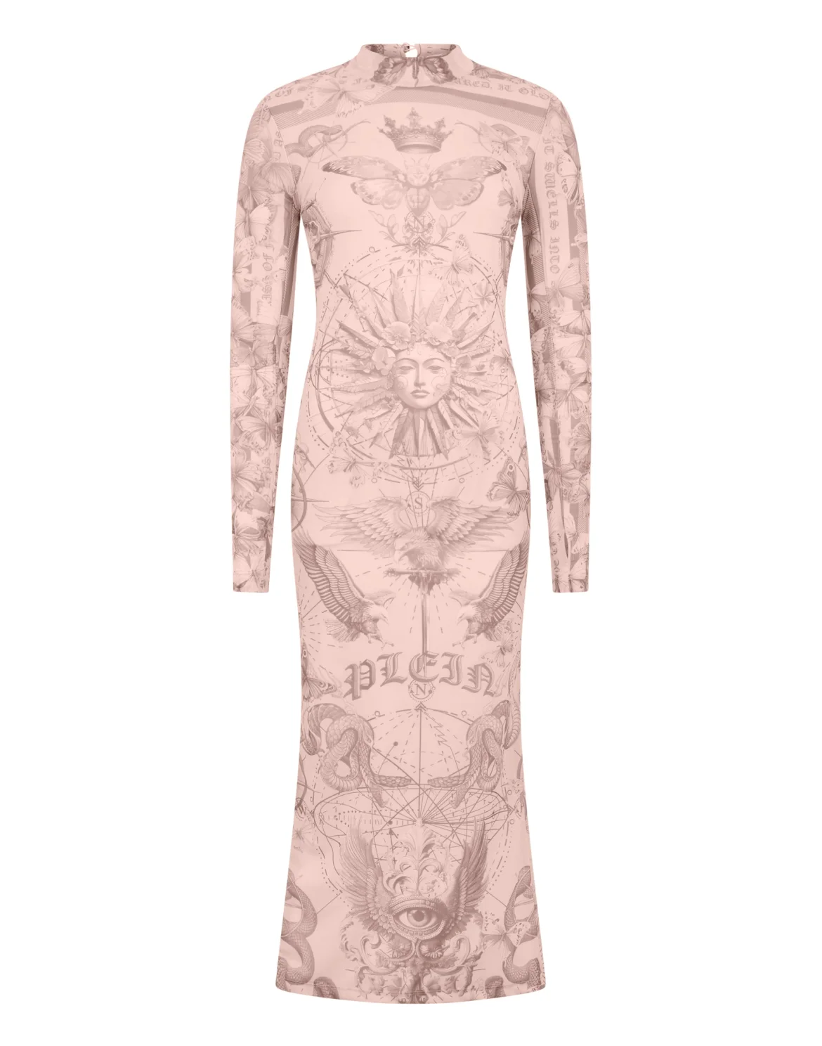 Tulle Maxi Dress Open Back Butterfly Tattoo, цвет: Розовый