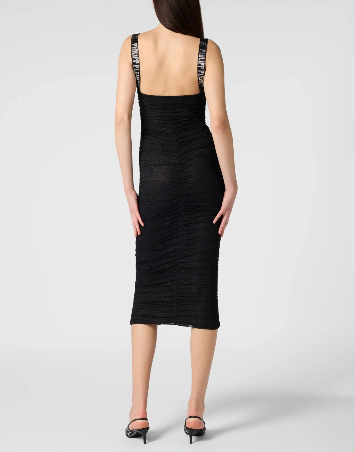 Wrinkled Lace Long Dress, цвет: Черный