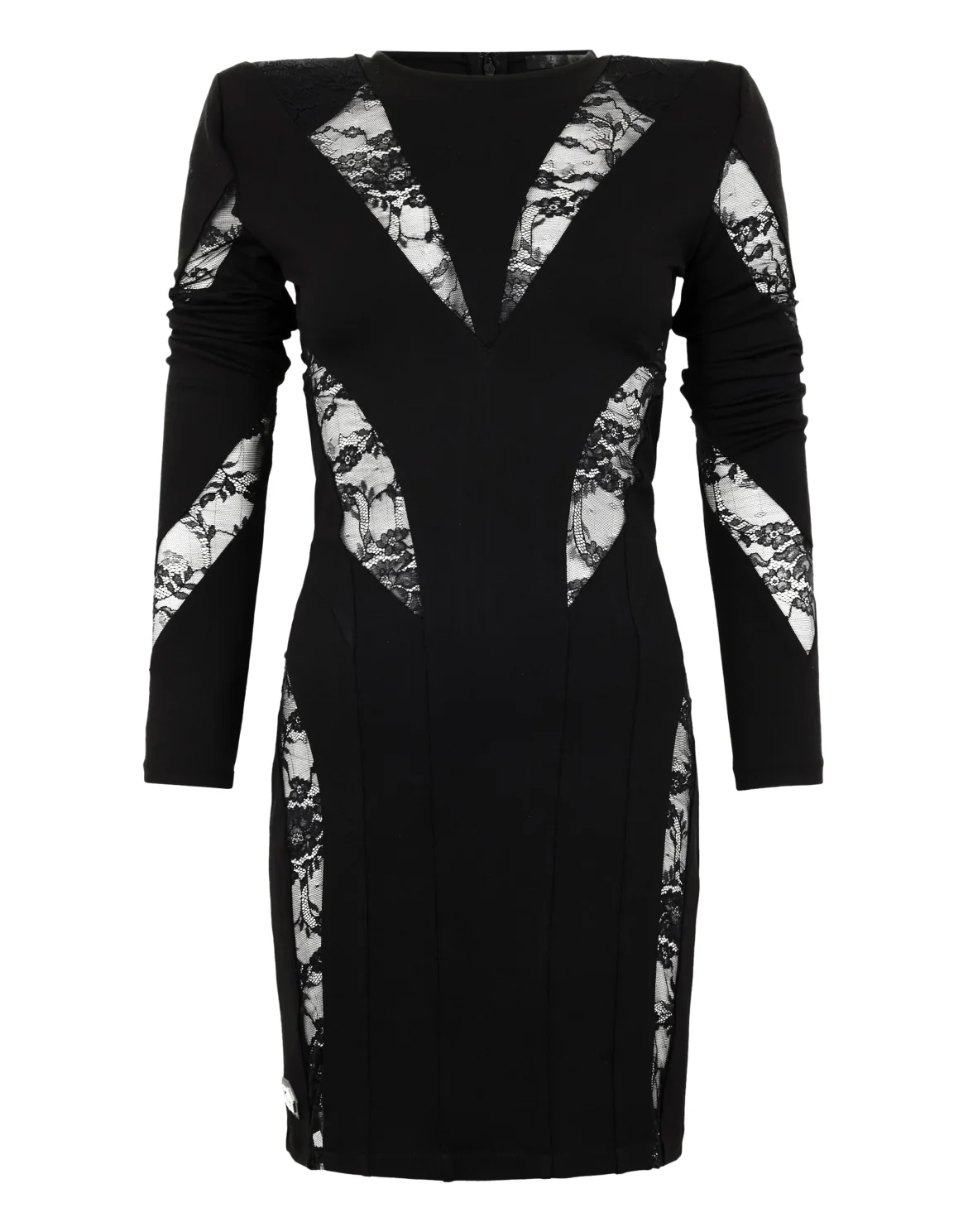 Multicutting Long Sleeve Mini Dress Lace, цвет: Черный