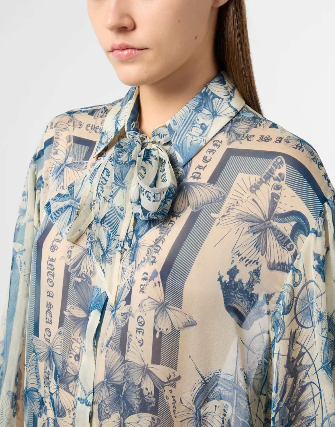 Bow Blouse Butterfly Tattoo, цвет: Голубой
