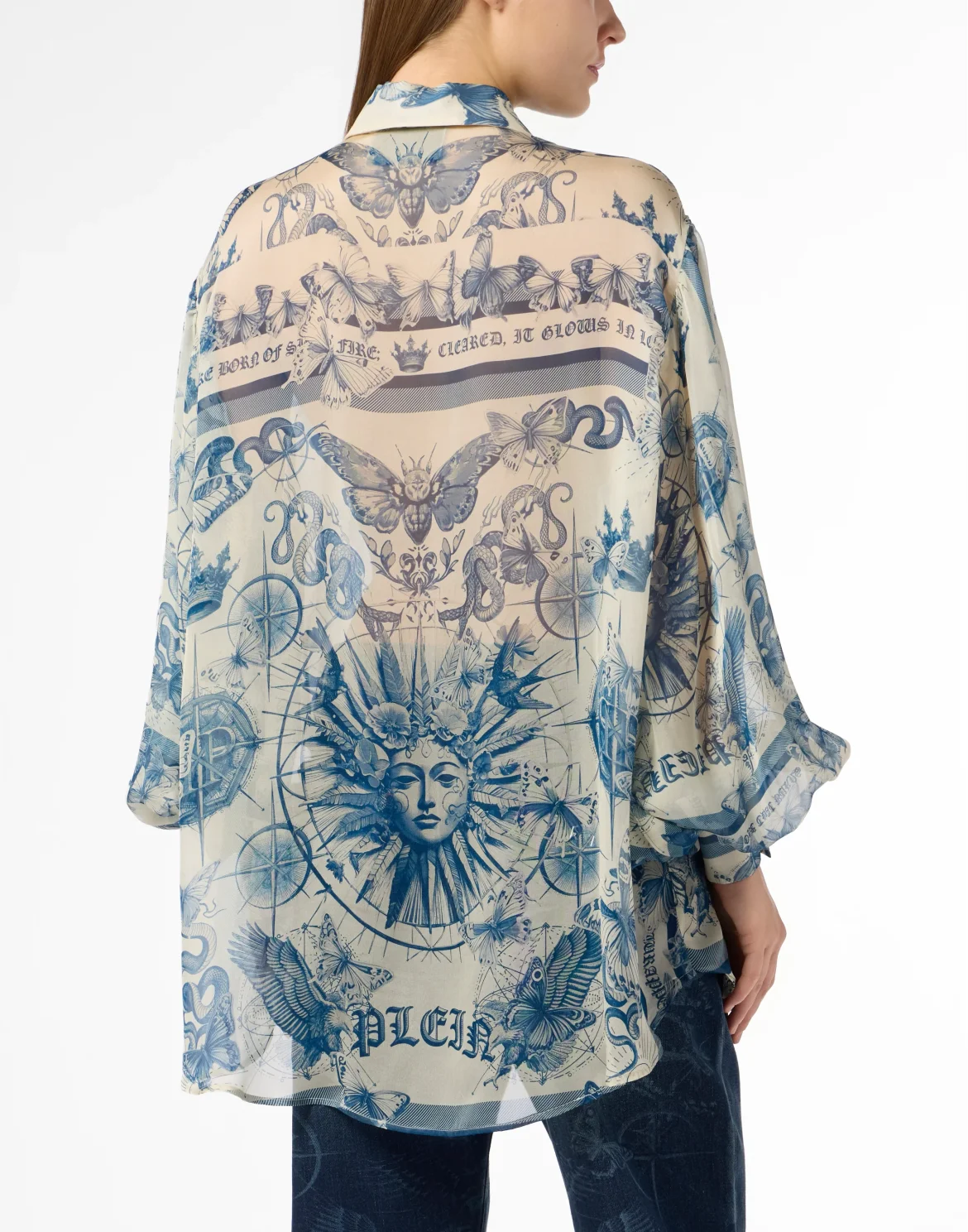 Bow Blouse Butterfly Tattoo, цвет: Голубой