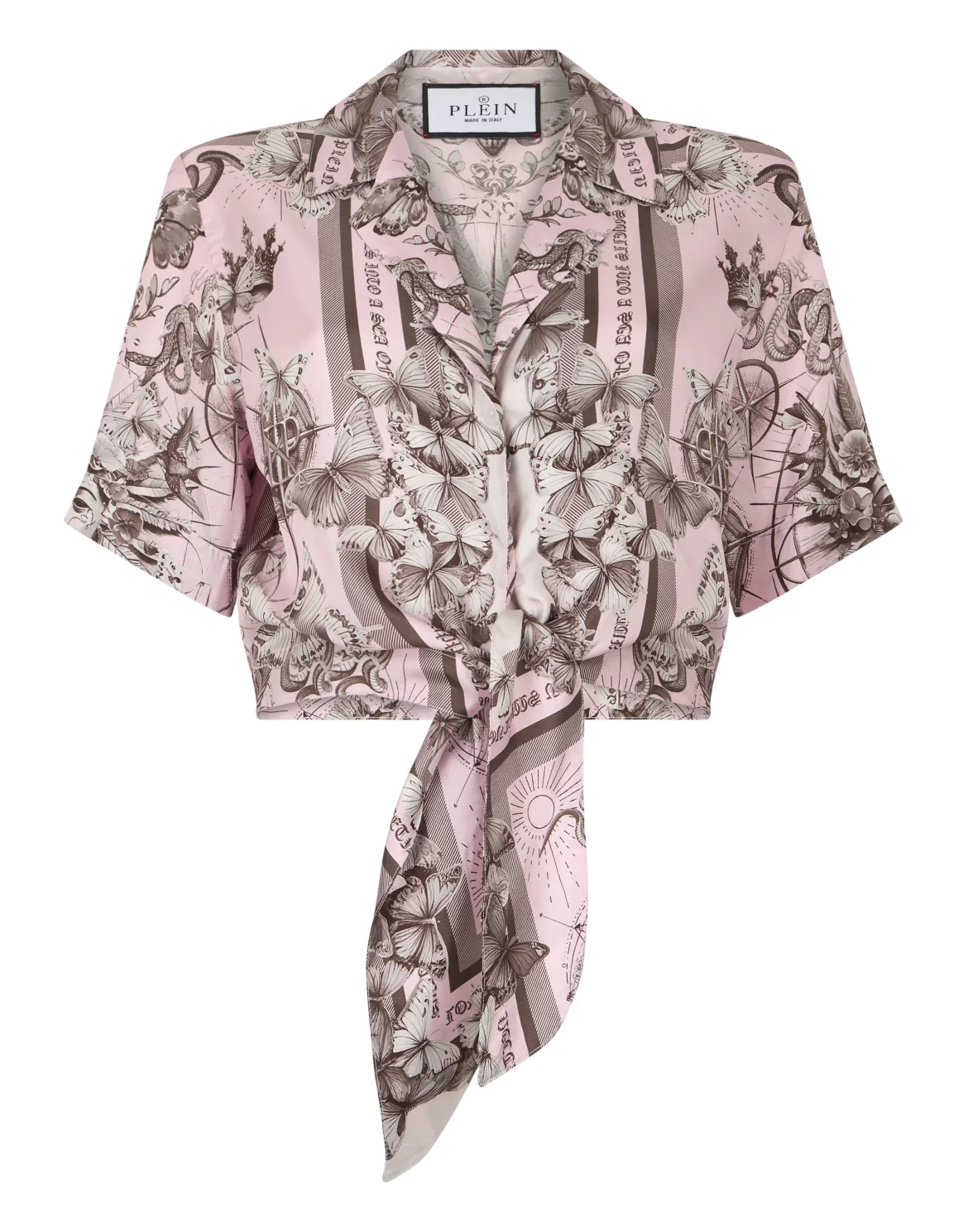 Cropped Bow Shirt Butterfly Tattoo, цвет: Розовый