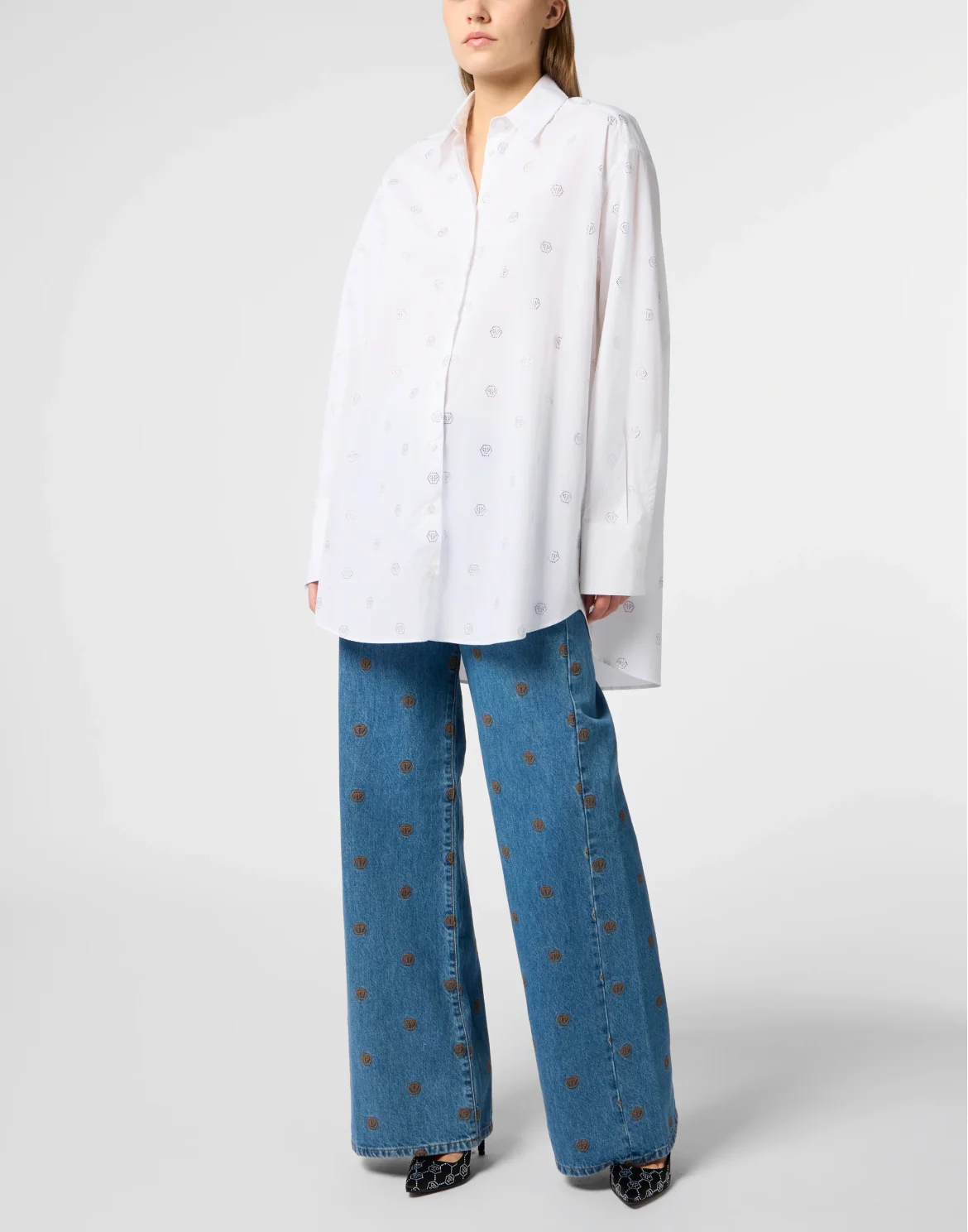 Regular Fit Shirt Monogram Crystal, цвет: Белый