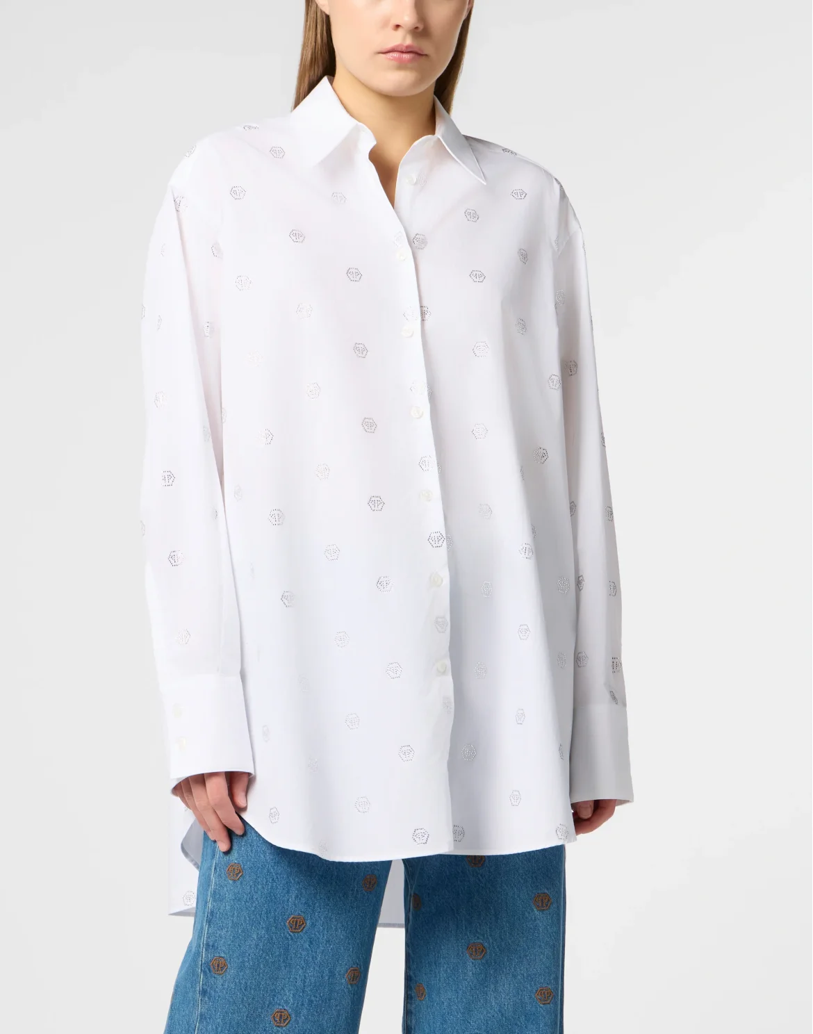 Regular Fit Shirt Monogram Crystal, цвет: Белый