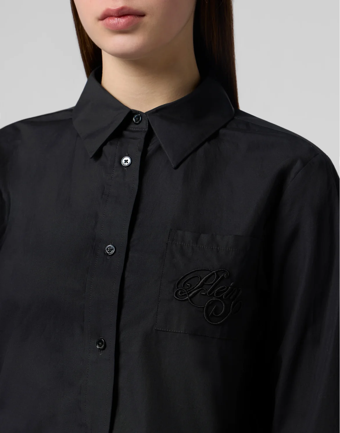 Popeline Cropped Shirt Lace, цвет: Черный