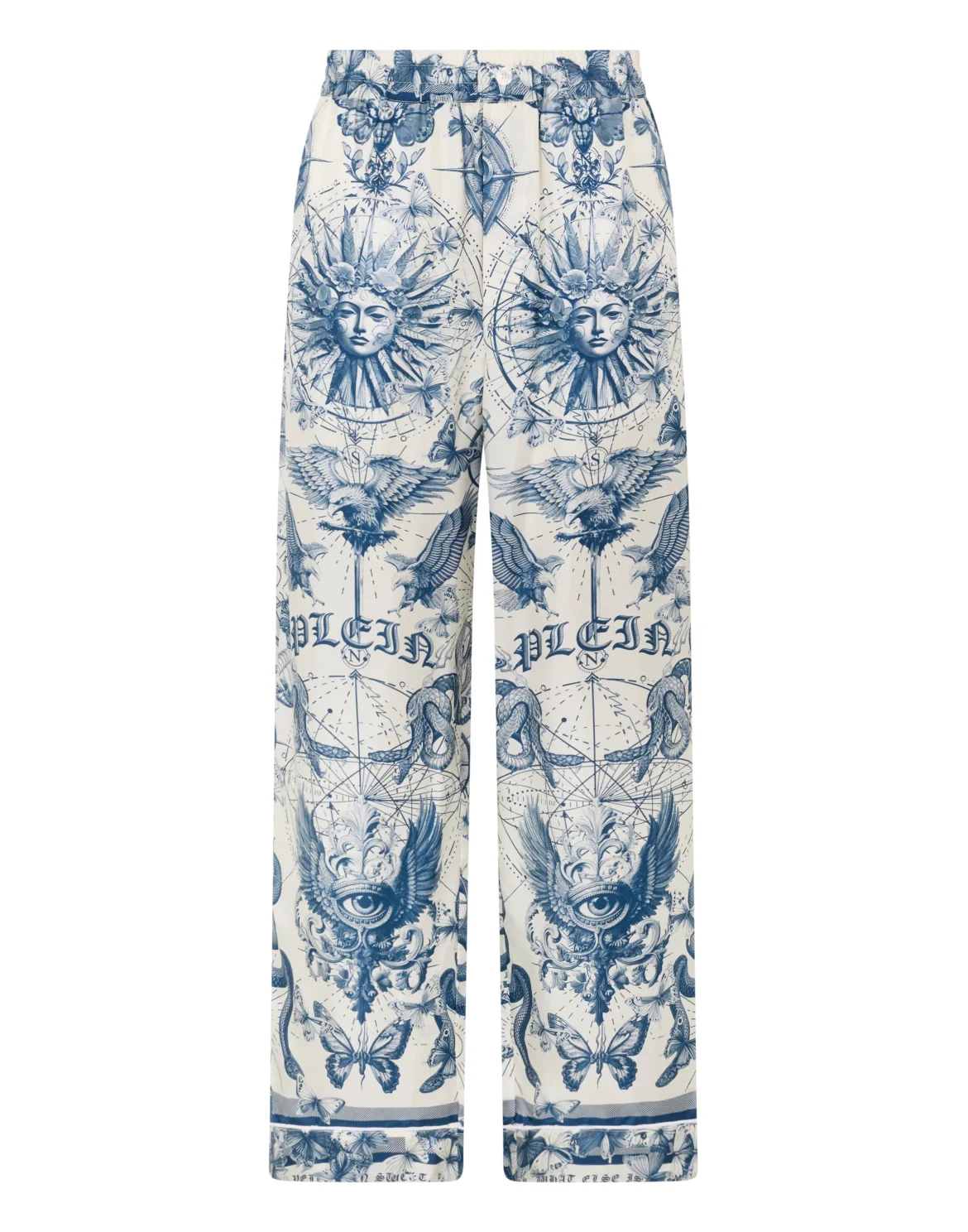 Silk Pajama Pants Butterfly Tattoo, цвет: Голубой