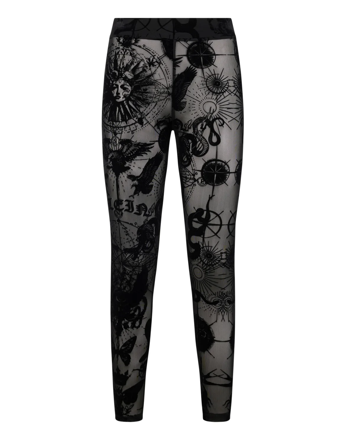 Tulle Leggings Flock Butterfly Tattoo, цвет: Черный