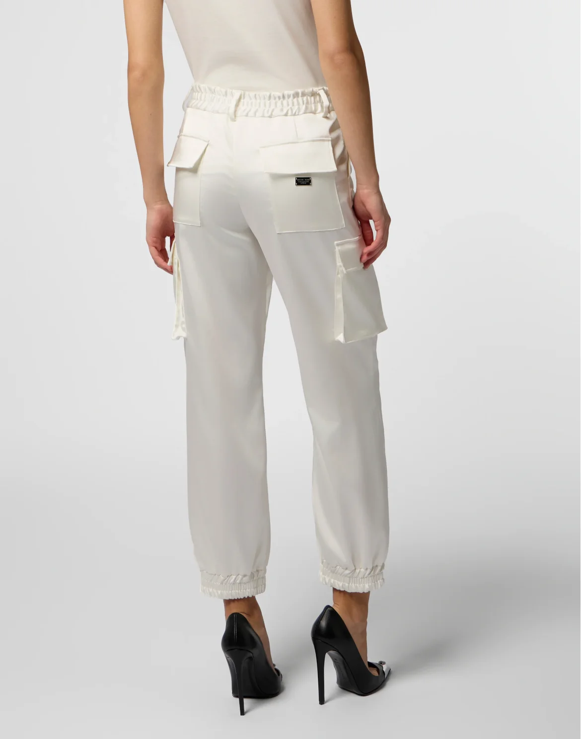 Satin Cargo Fit Drawstring Trousers, цвет: Бежевый