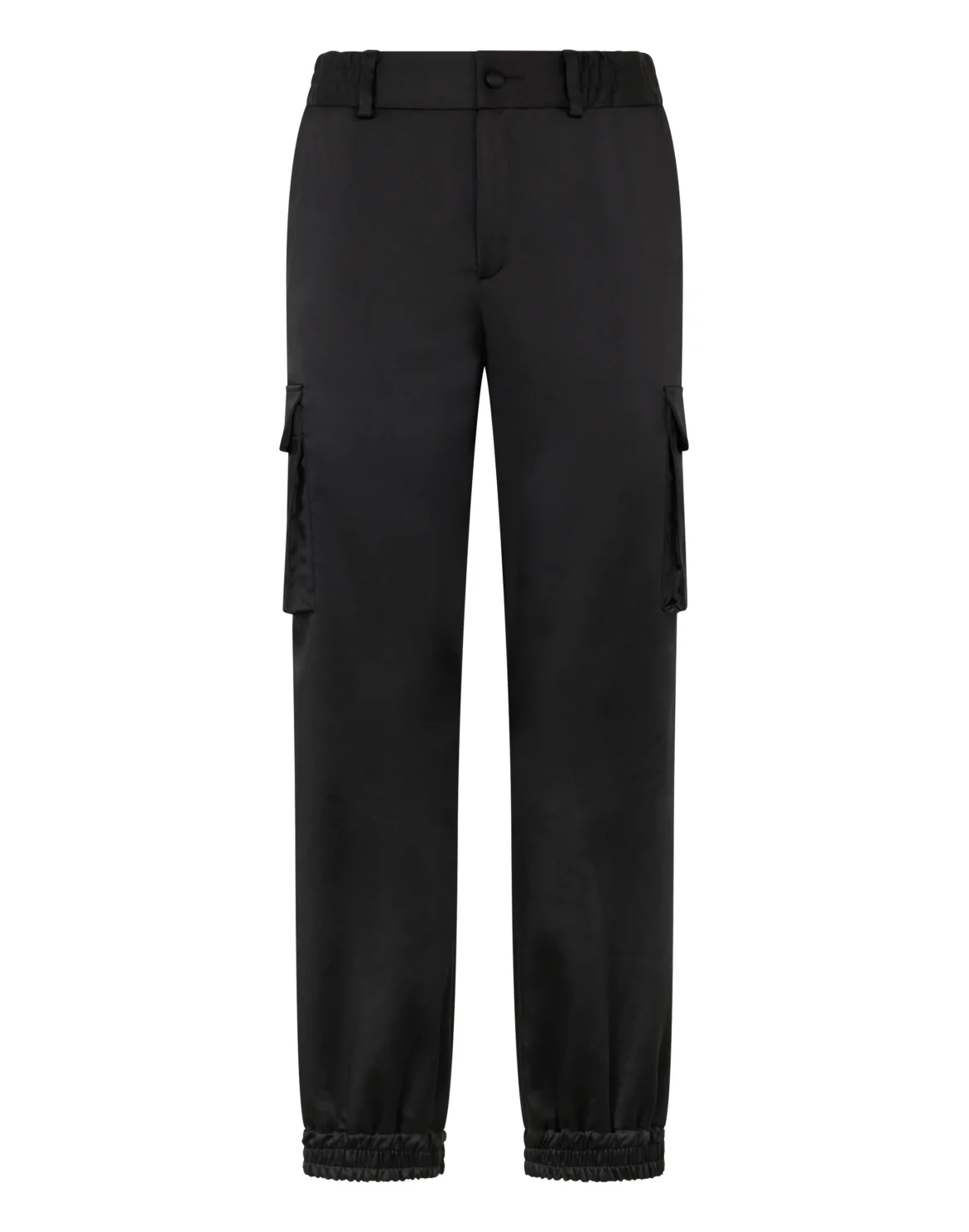Satin Cargo Fit Drawstring Trousers, цвет: Черный