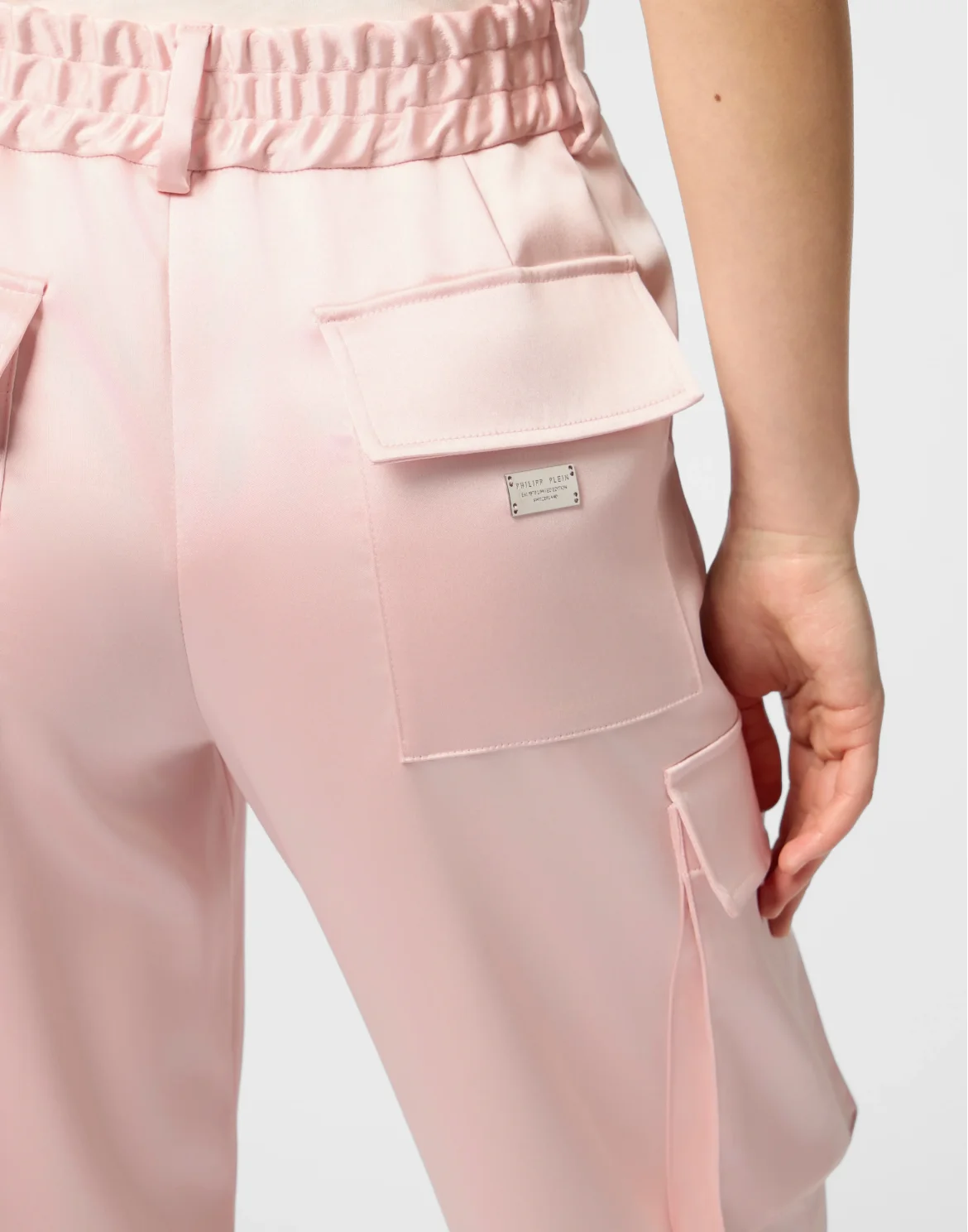 Satin Cargo Fit Drawstring Trousers, цвет: Розовый