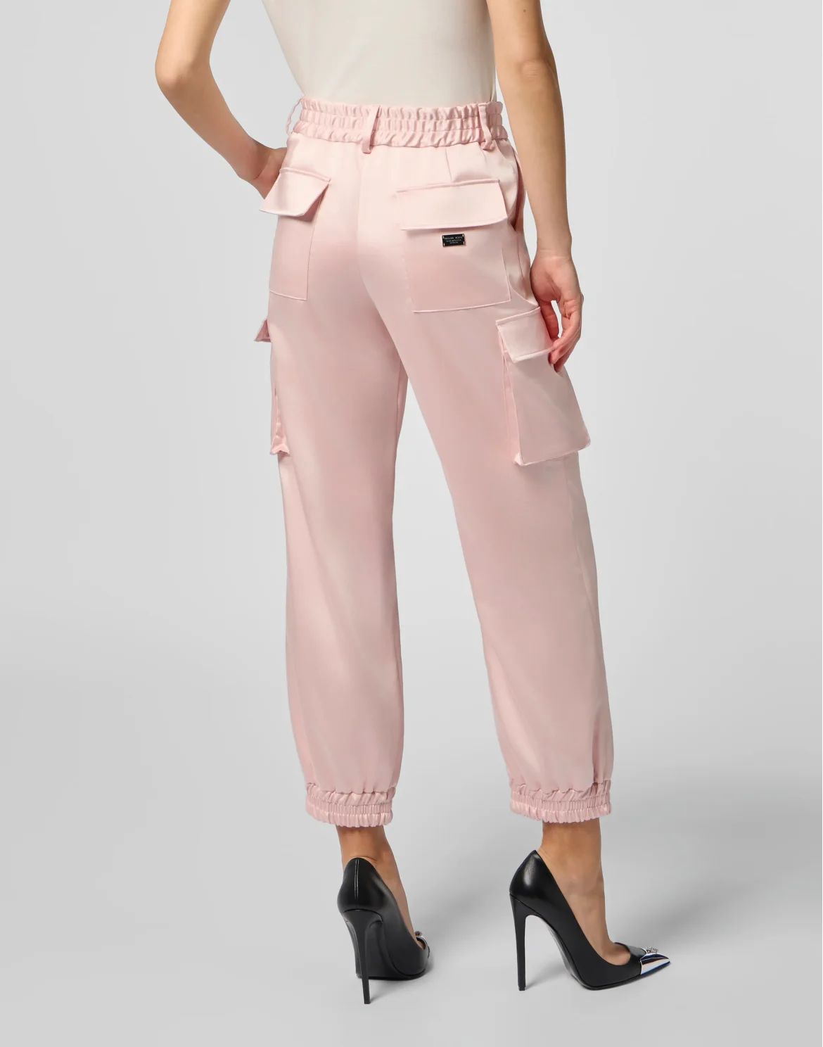 Satin Cargo Fit Drawstring Trousers, цвет: Розовый