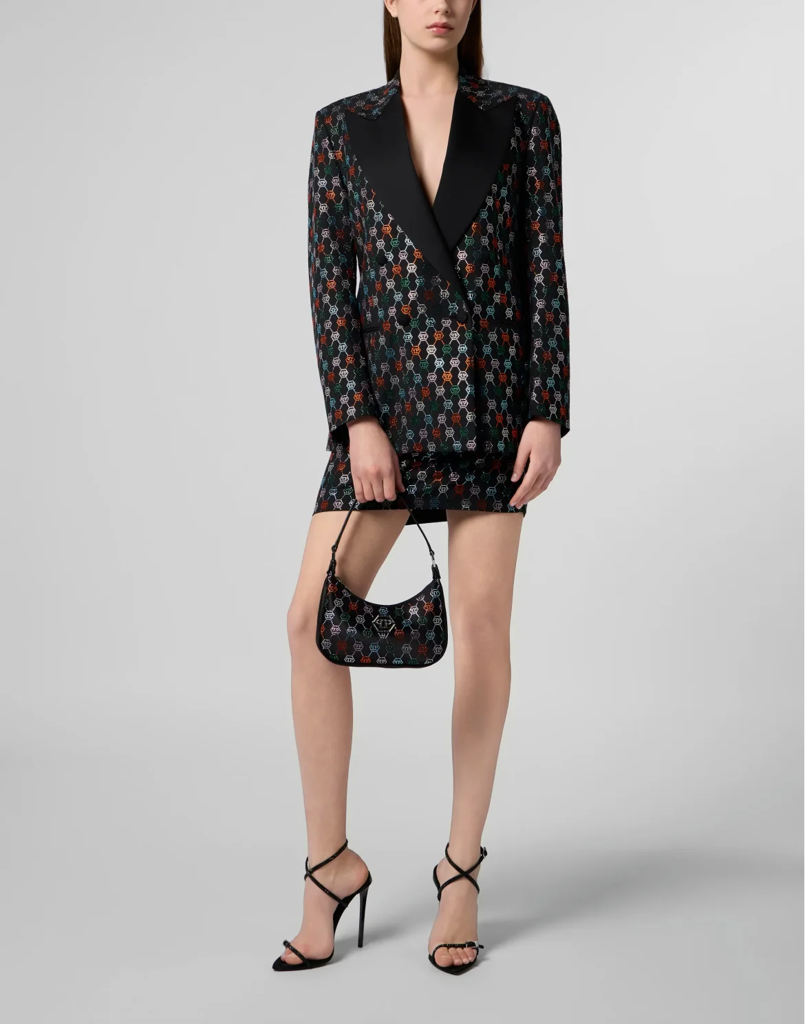 Mini Skirt Multicolor Monogram Strass, цвет: Черный
